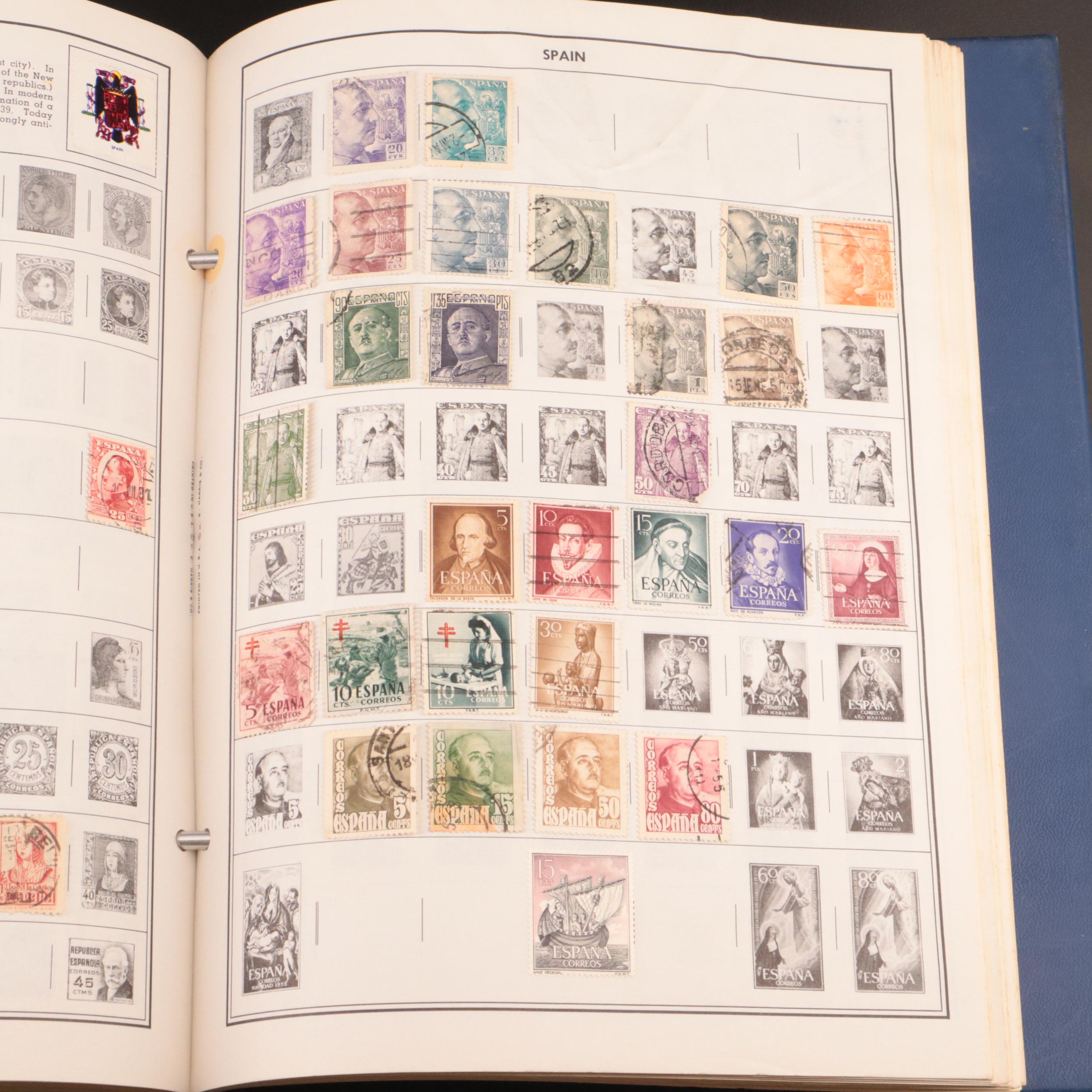 Three Partially Filled Postage Stamp Collection Albums and a Stamp Stock Book
