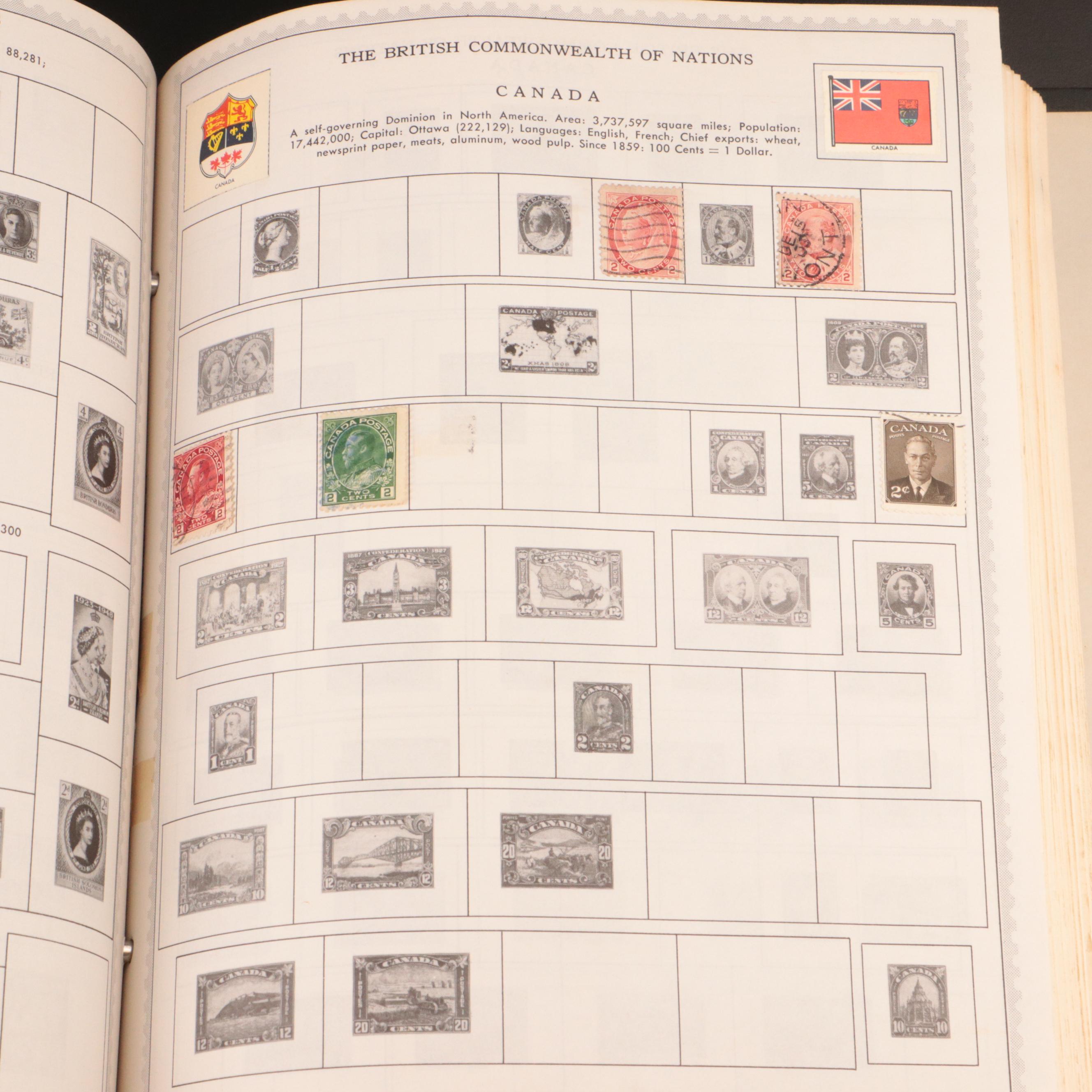 Three Partially Filled Postage Stamp Collection Albums and a Stamp Stock Book