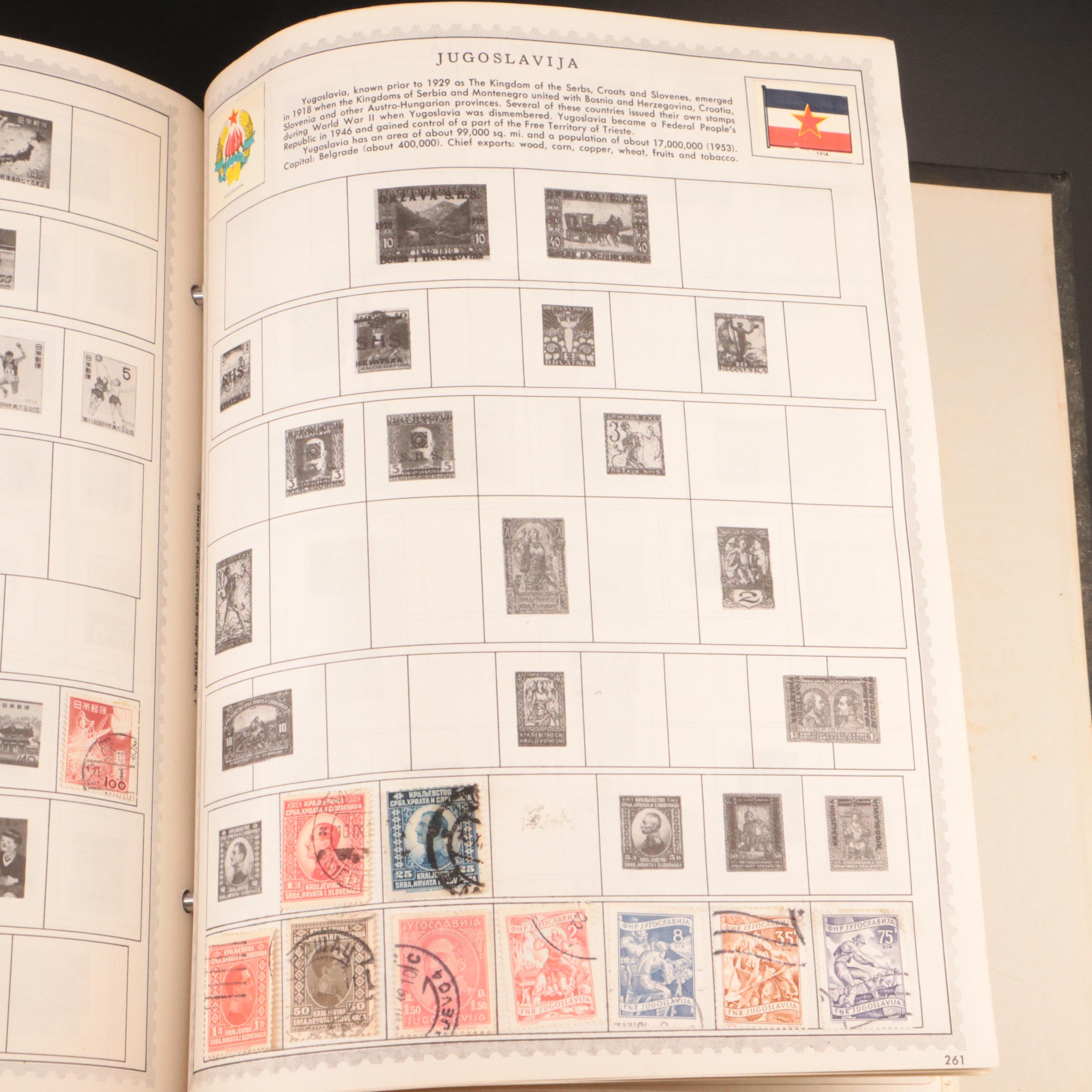 Three Partially Filled Postage Stamp Collection Albums and a Stamp Stock Book