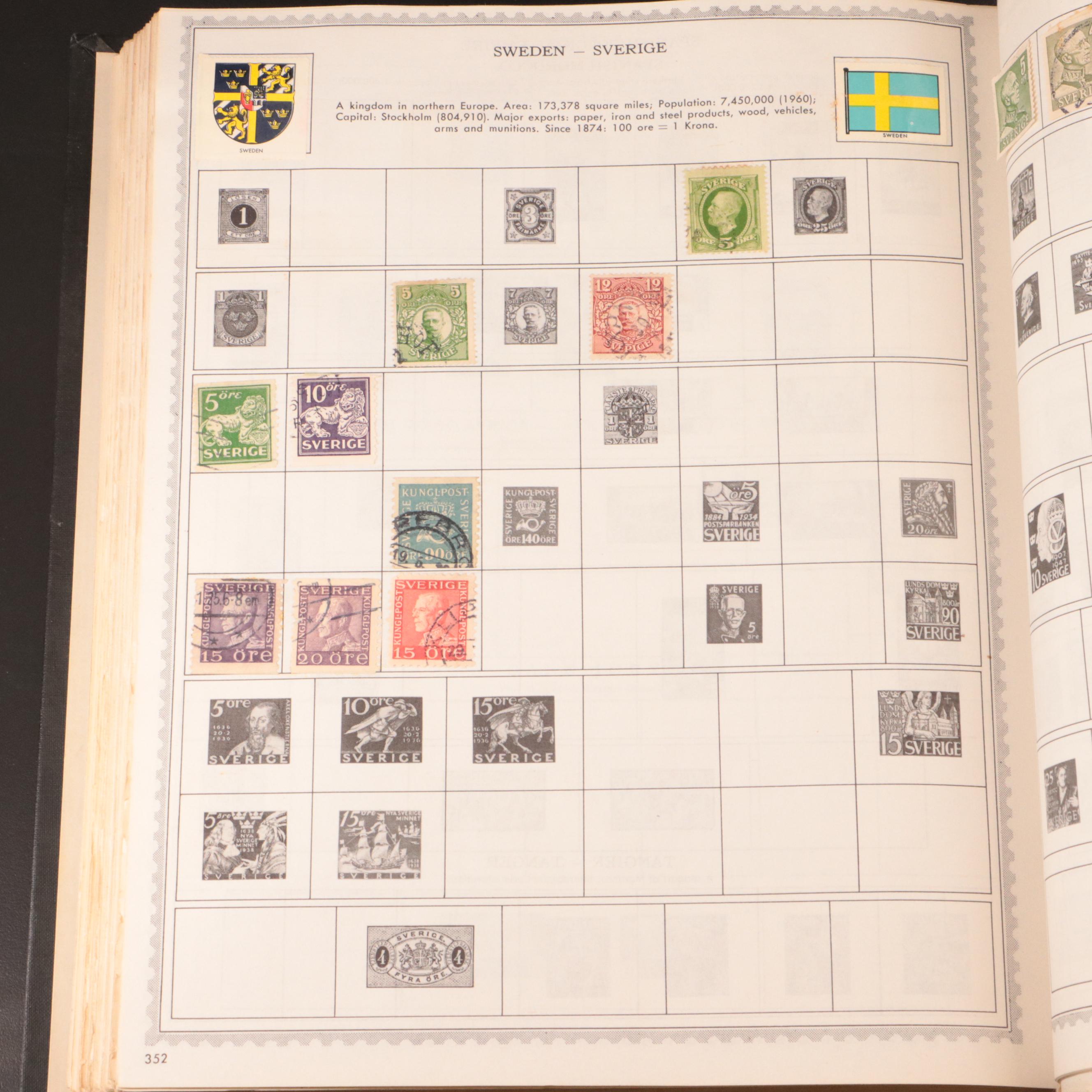 Three Partially Filled Postage Stamp Collection Albums and a Stamp Stock Book