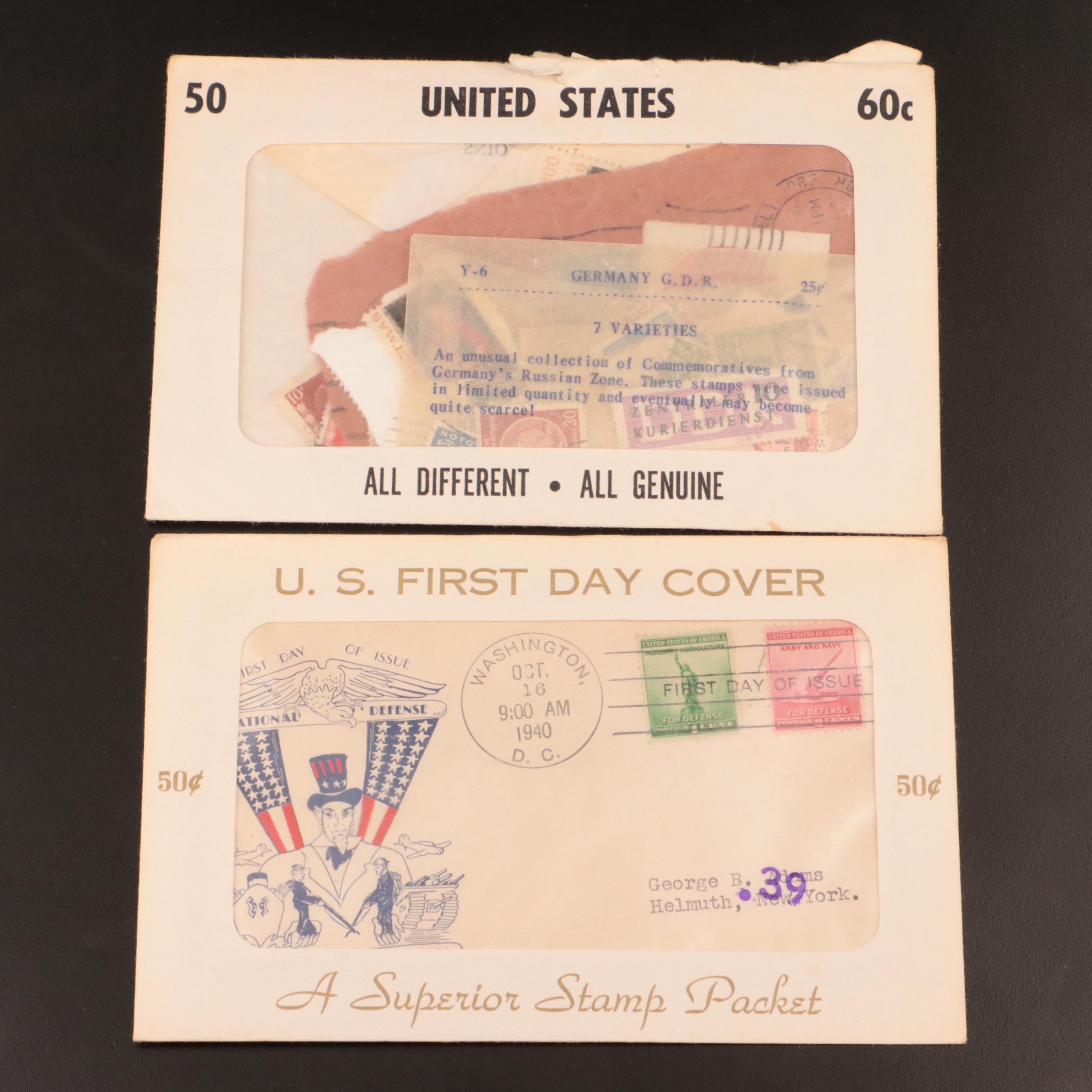 Three Partially Filled Postage Stamp Collection Albums and a Stamp Stock Book