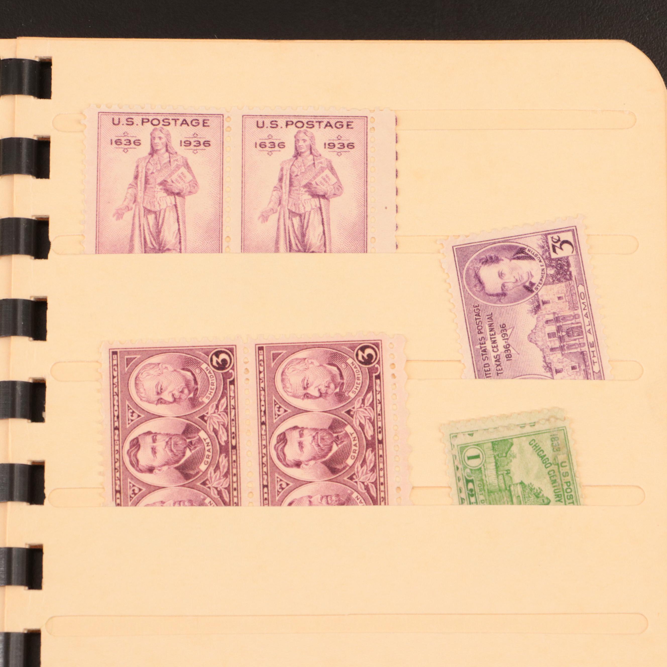 Three Partially Filled Postage Stamp Collection Albums and a Stamp Stock Book
