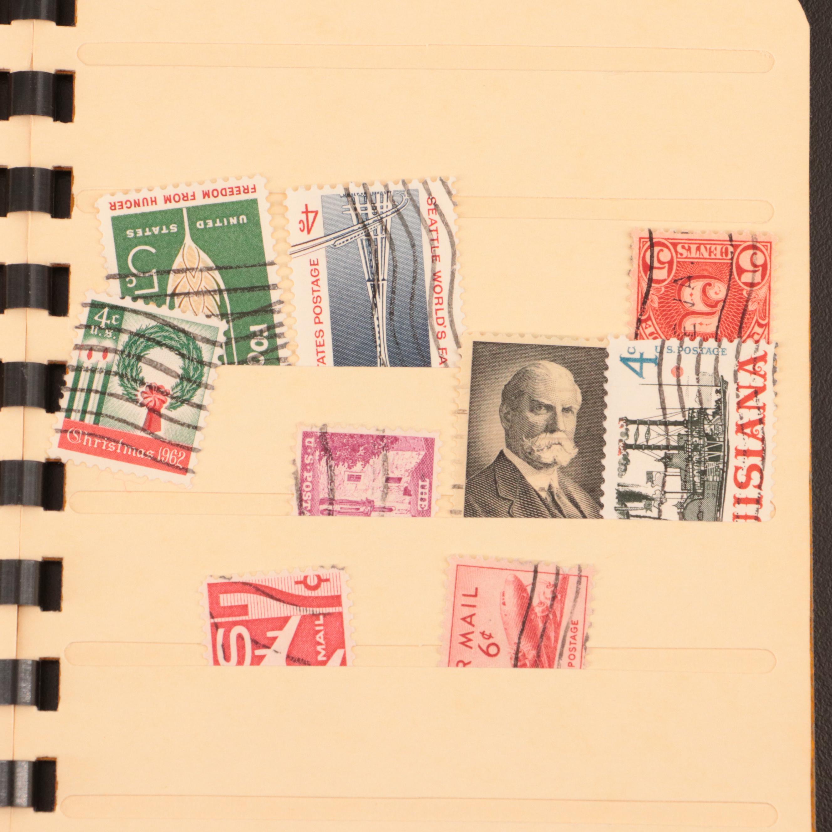 Three Partially Filled Postage Stamp Collection Albums and a Stamp Stock Book