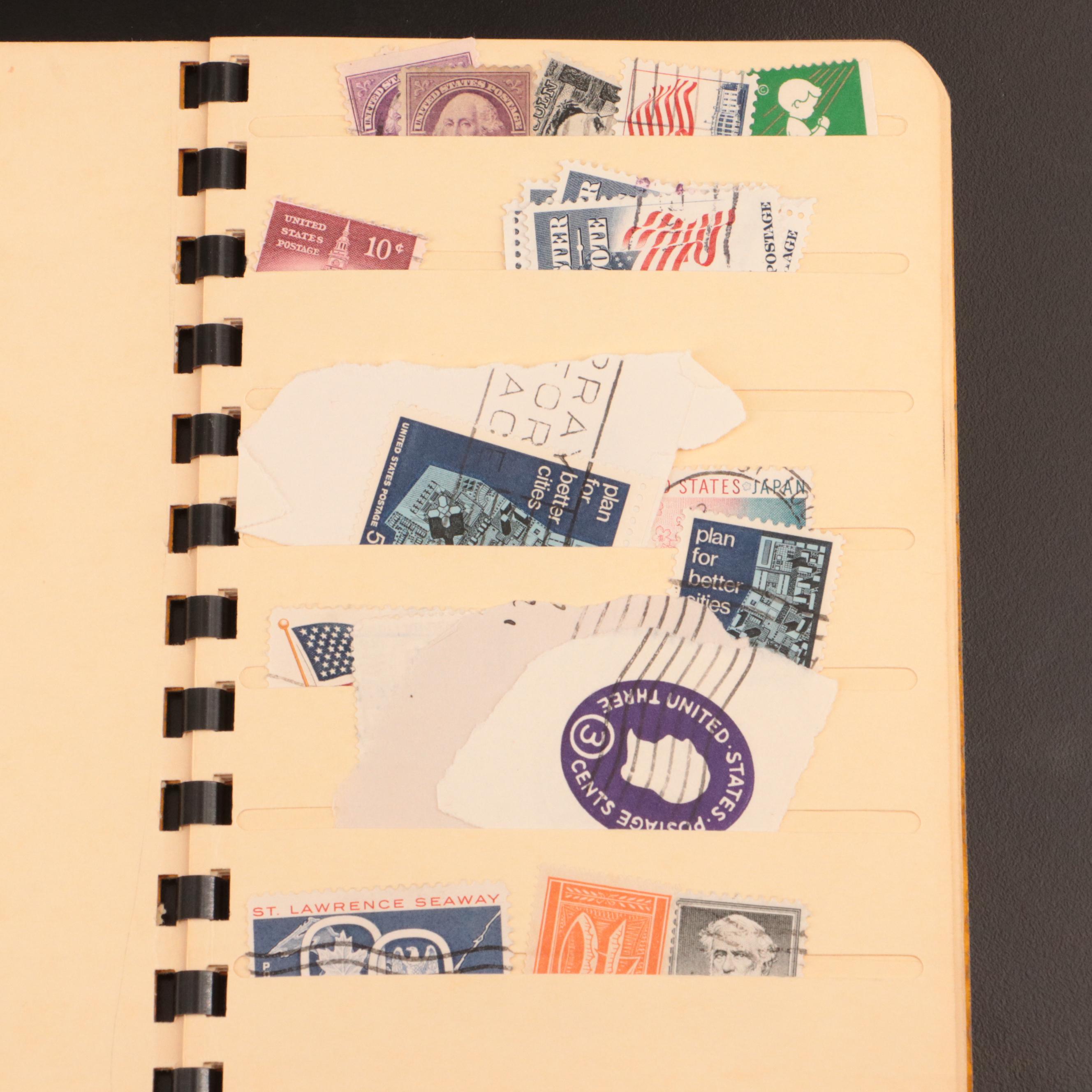 Three Partially Filled Postage Stamp Collection Albums and a Stamp Stock Book
