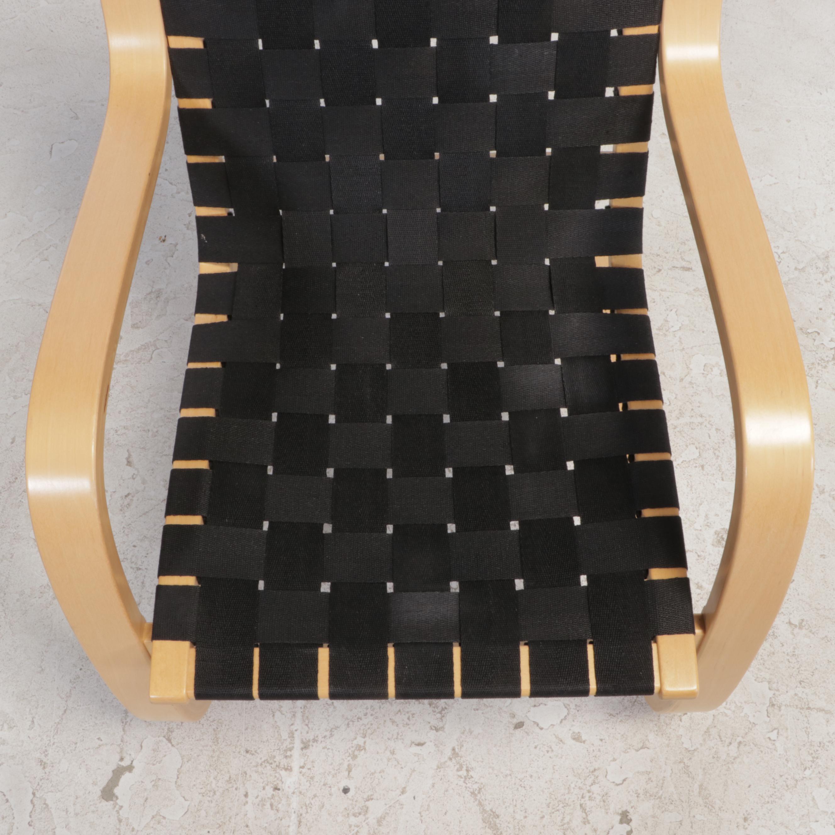 Alvar Aalto for Artek Birch "406" Lounge Chair with Black Linen Webbing