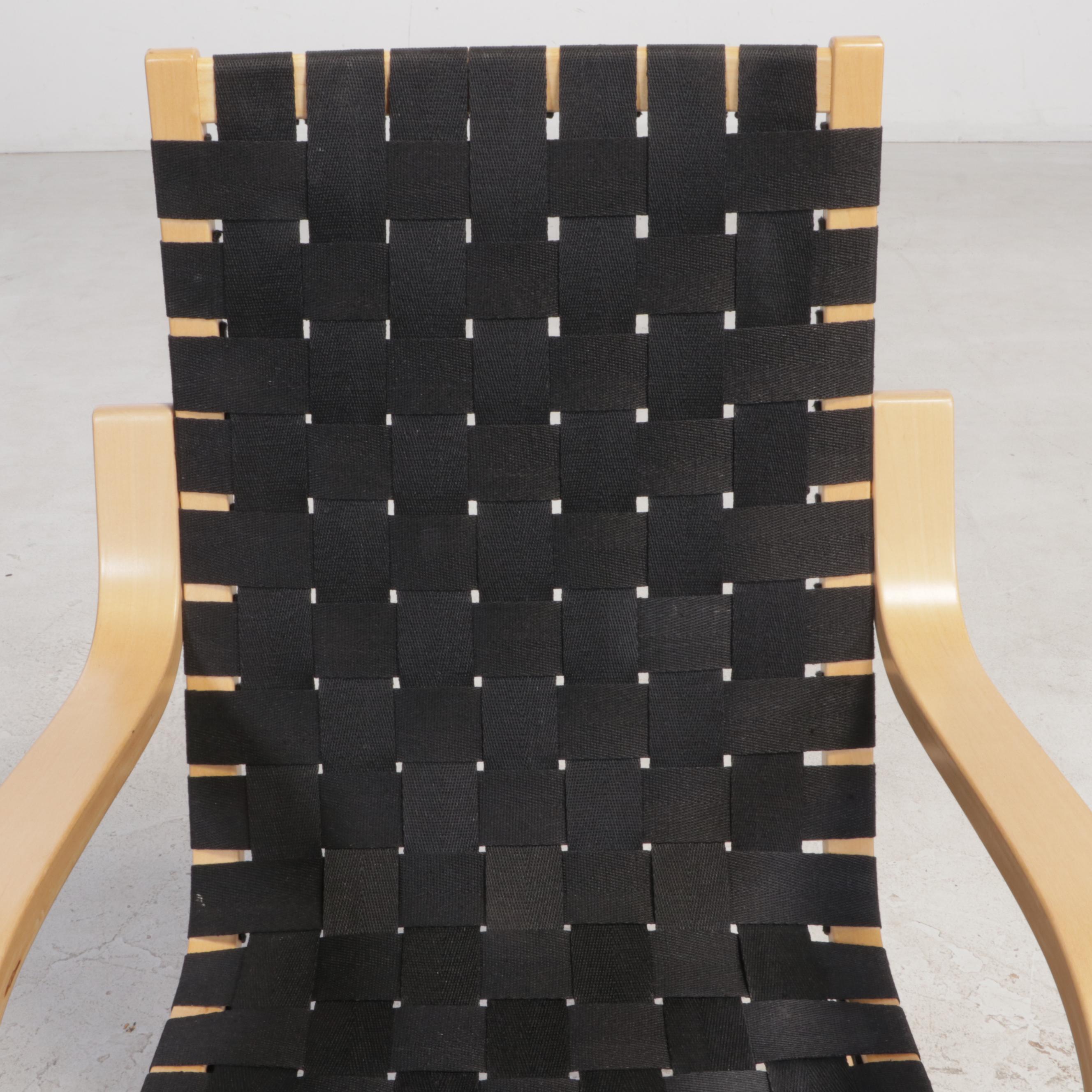 Alvar Aalto for Artek Birch "406" Lounge Chair with Black Linen Webbing