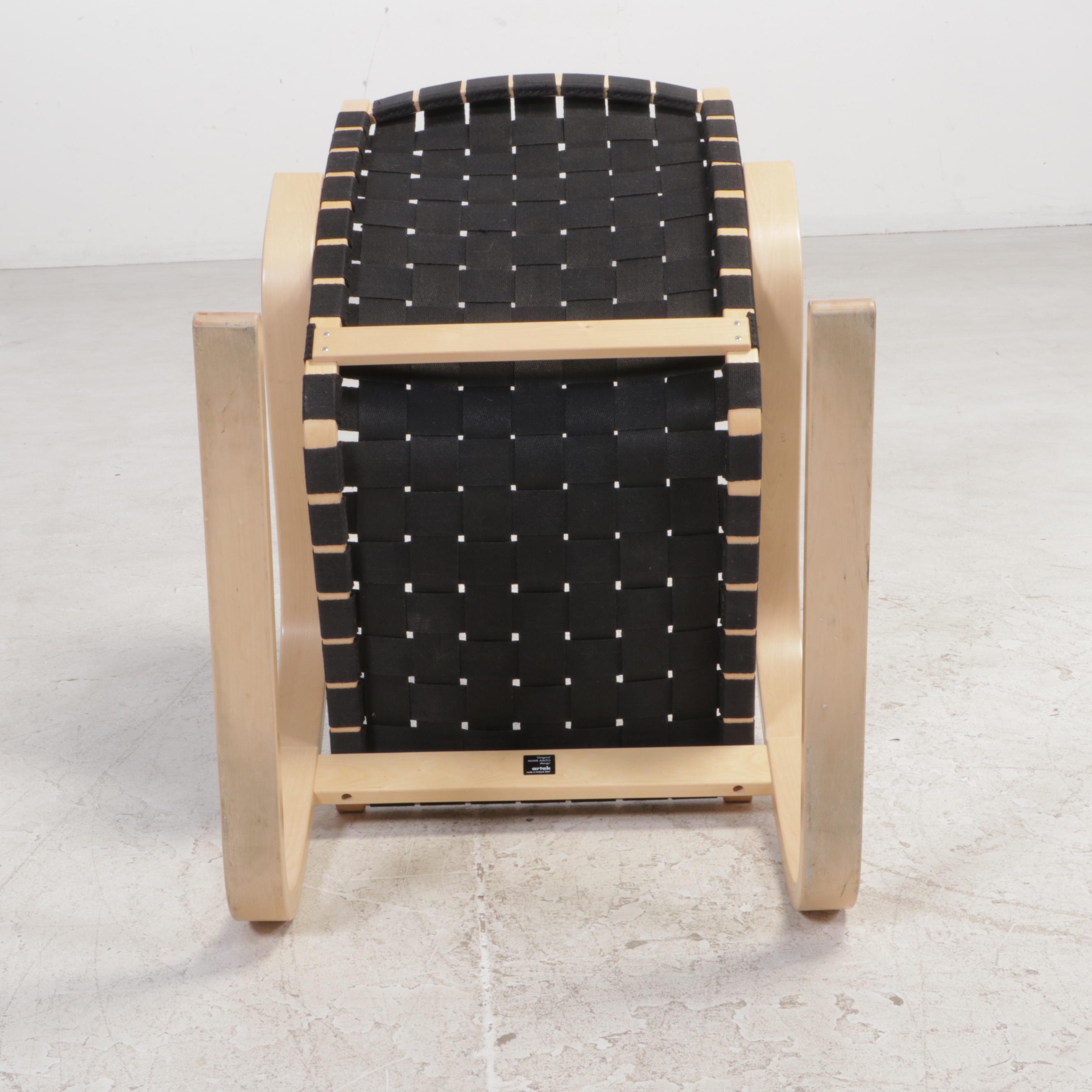 Alvar Aalto for Artek Birch "406" Lounge Chair with Black Linen Webbing
