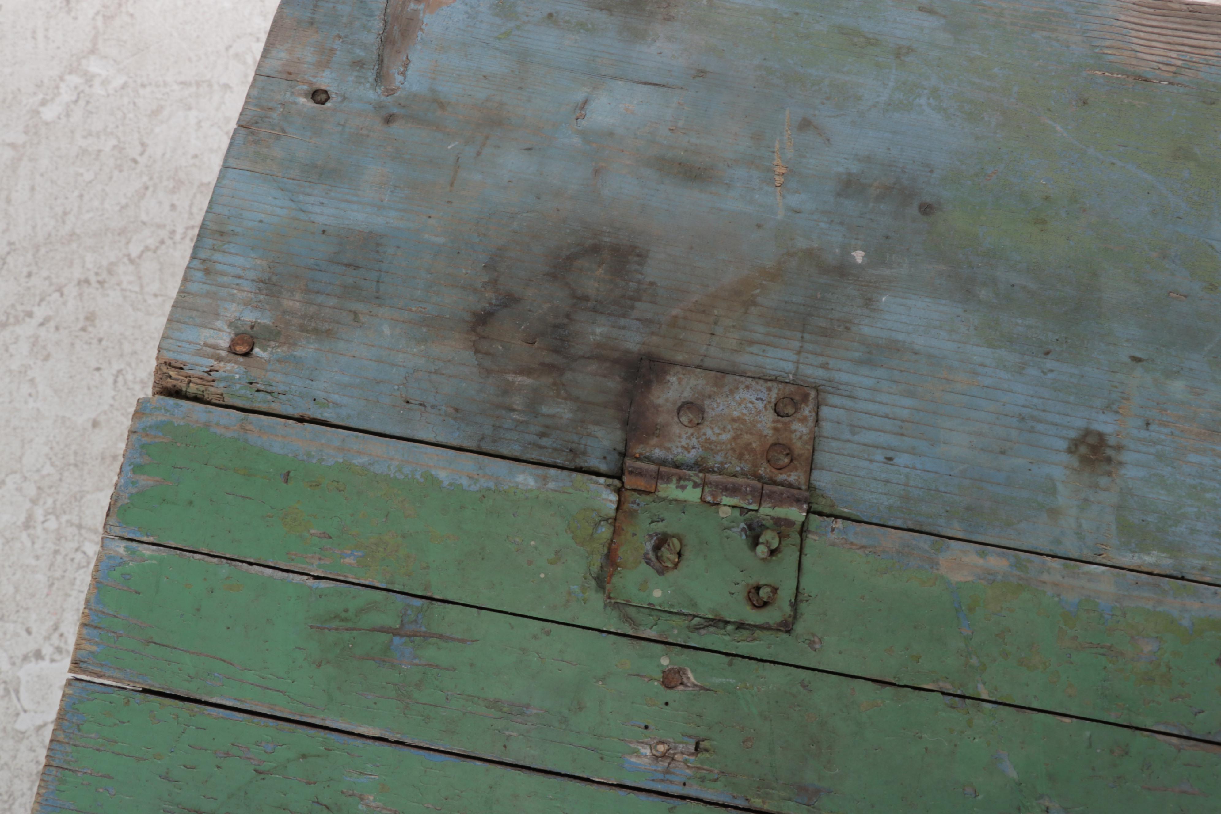 Northern European Large Green-Painted Pine Blanket Chest, 19th Century