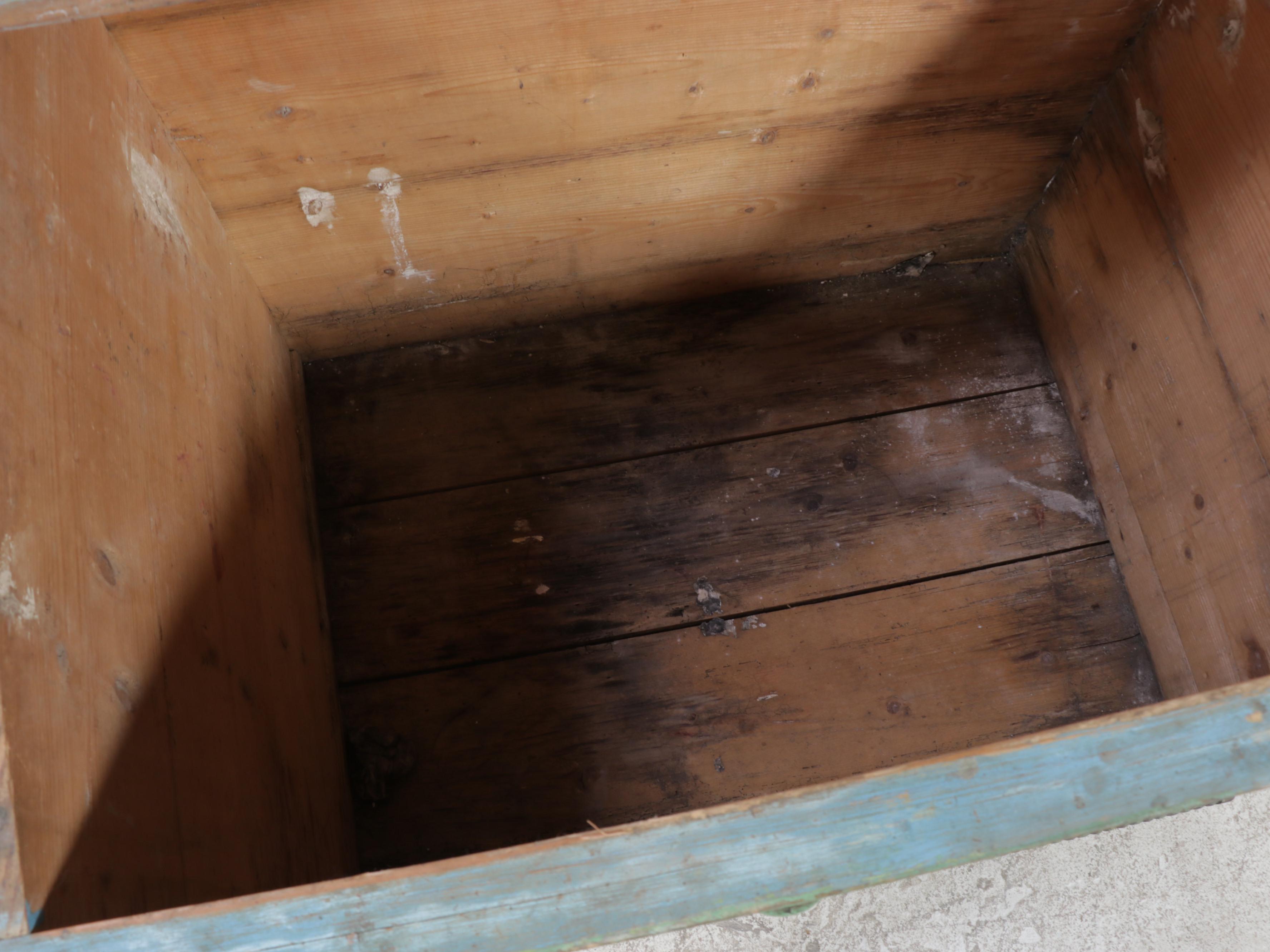 Northern European Large Green-Painted Pine Blanket Chest, 19th Century
