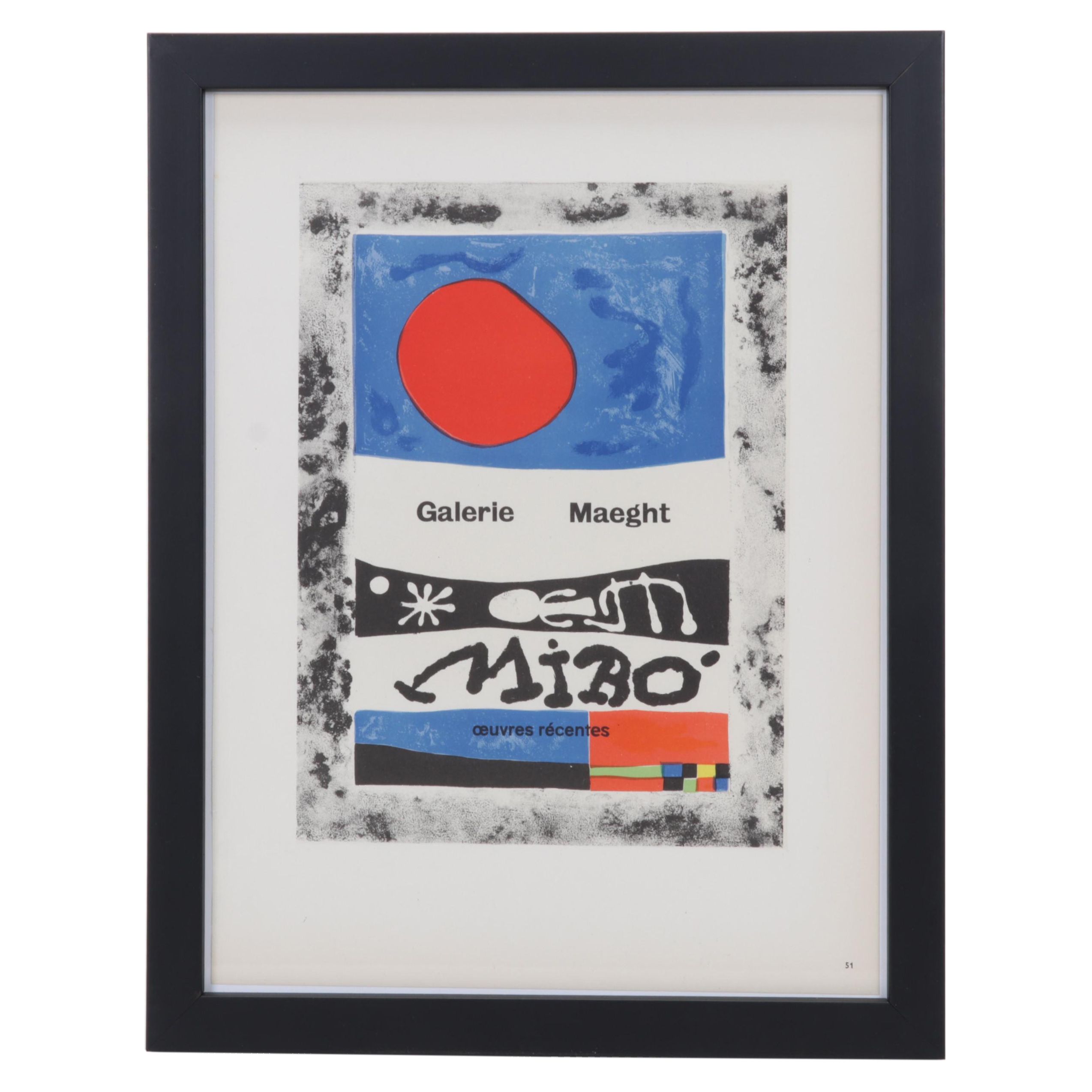 Galerie Maeght Color Lithograph After Joan Miró "Miró - Oeuvres récentes," 1959