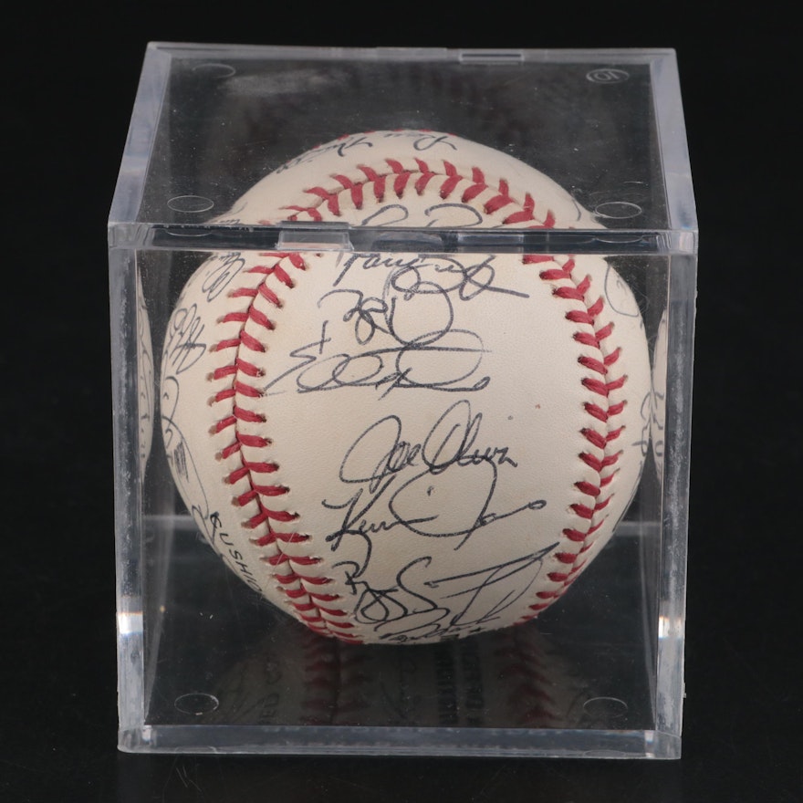 1996 Cincinnati Reds Team Signed Rawlings Baseball with Larkin, Sabo and More