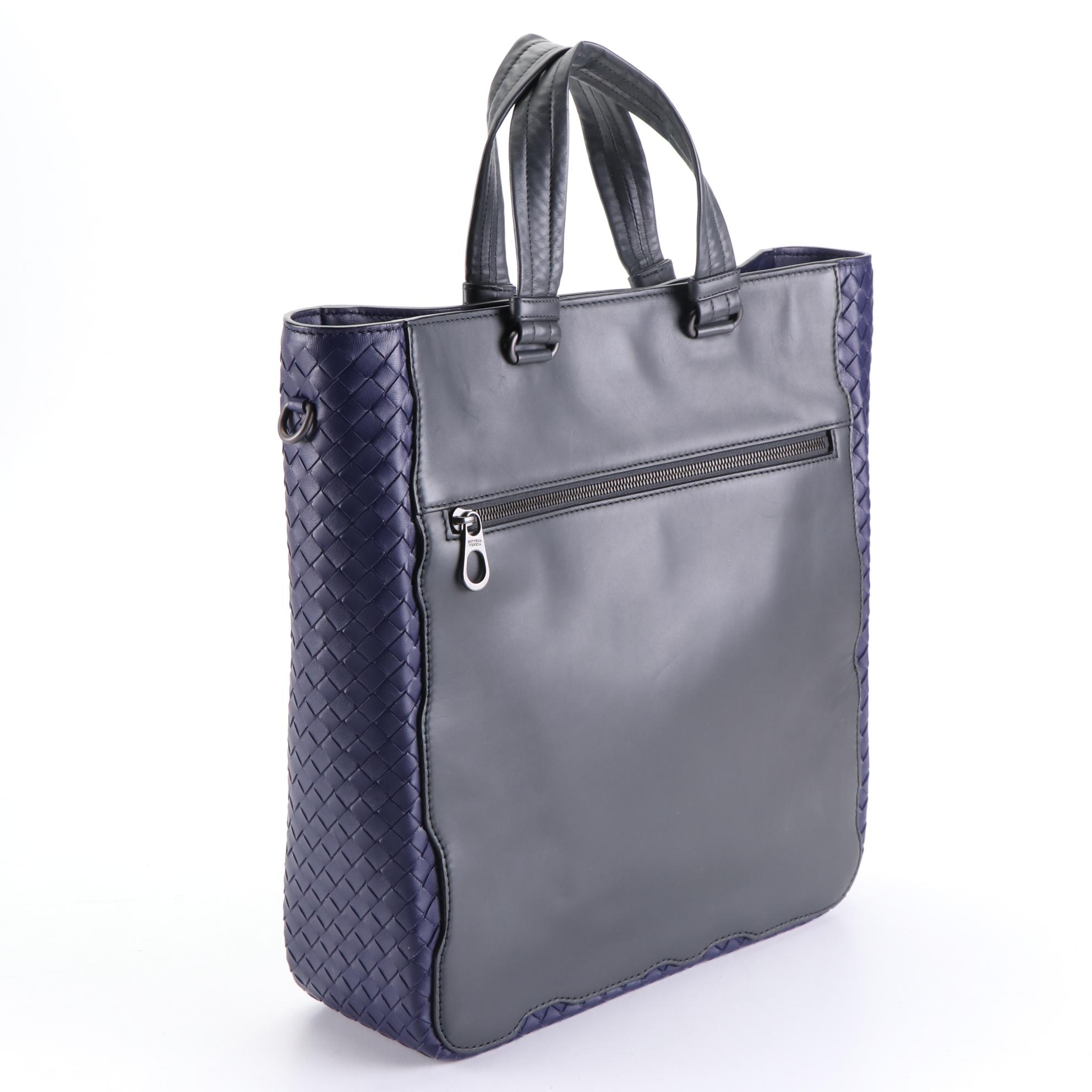 Bottega Veneta Zip Pocket Tote in Smooth and Intrecciato Leather