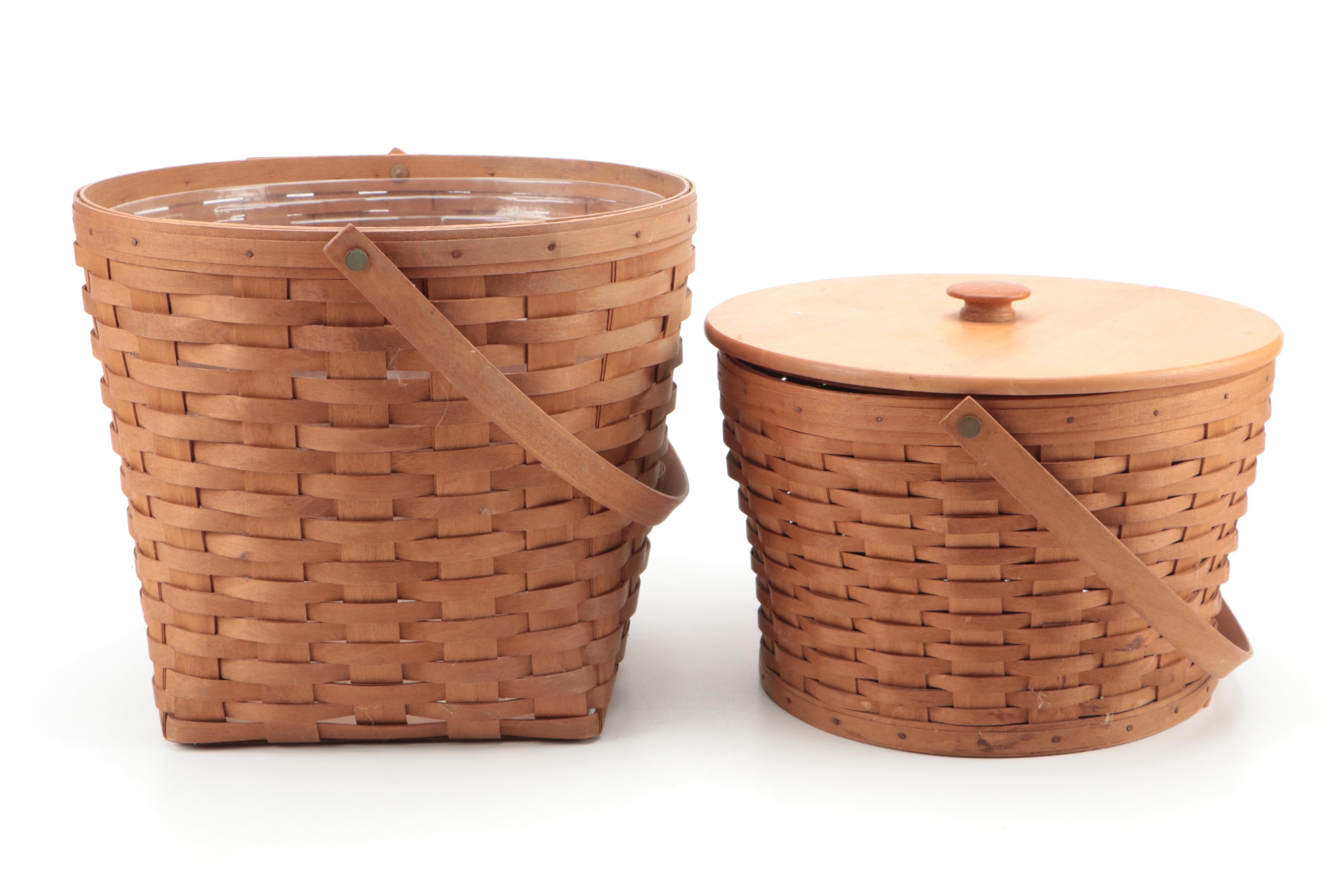 Longaberger Lidded Sewing Basket and Other Basket