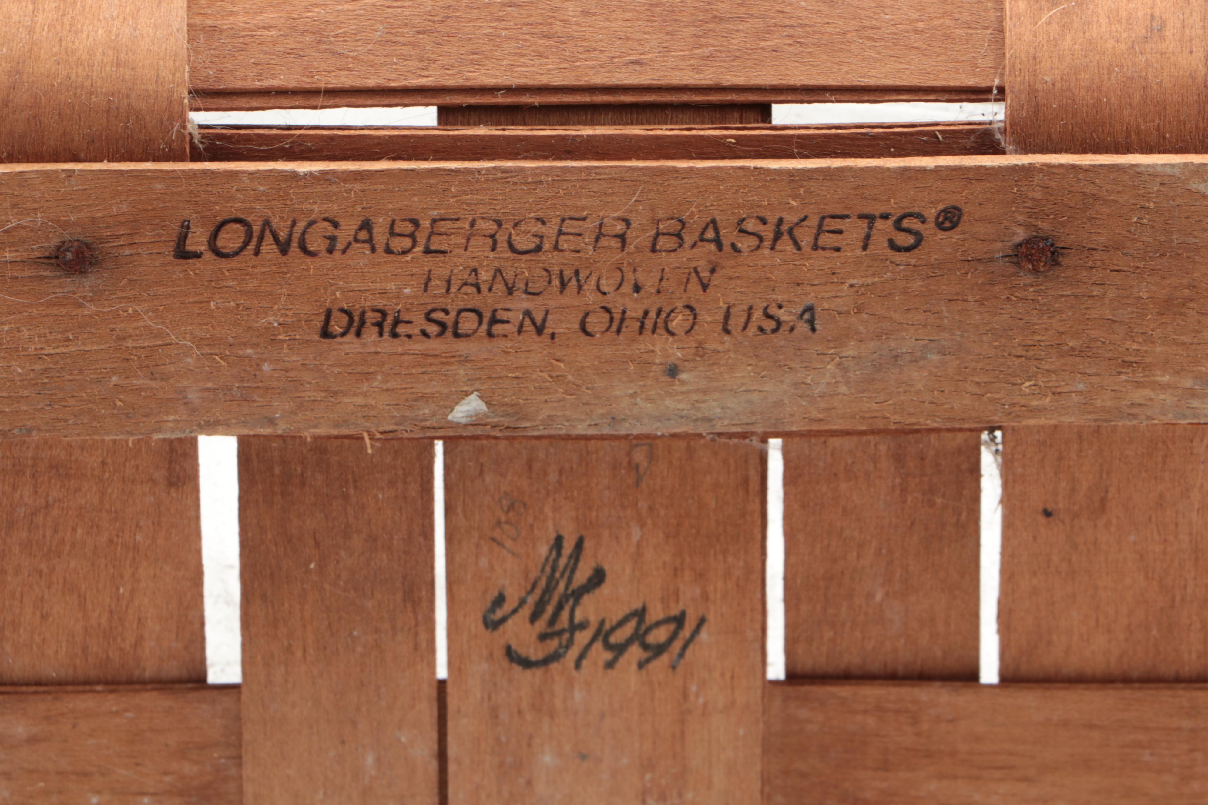 Longaberger Lidded Sewing Basket and Other Basket