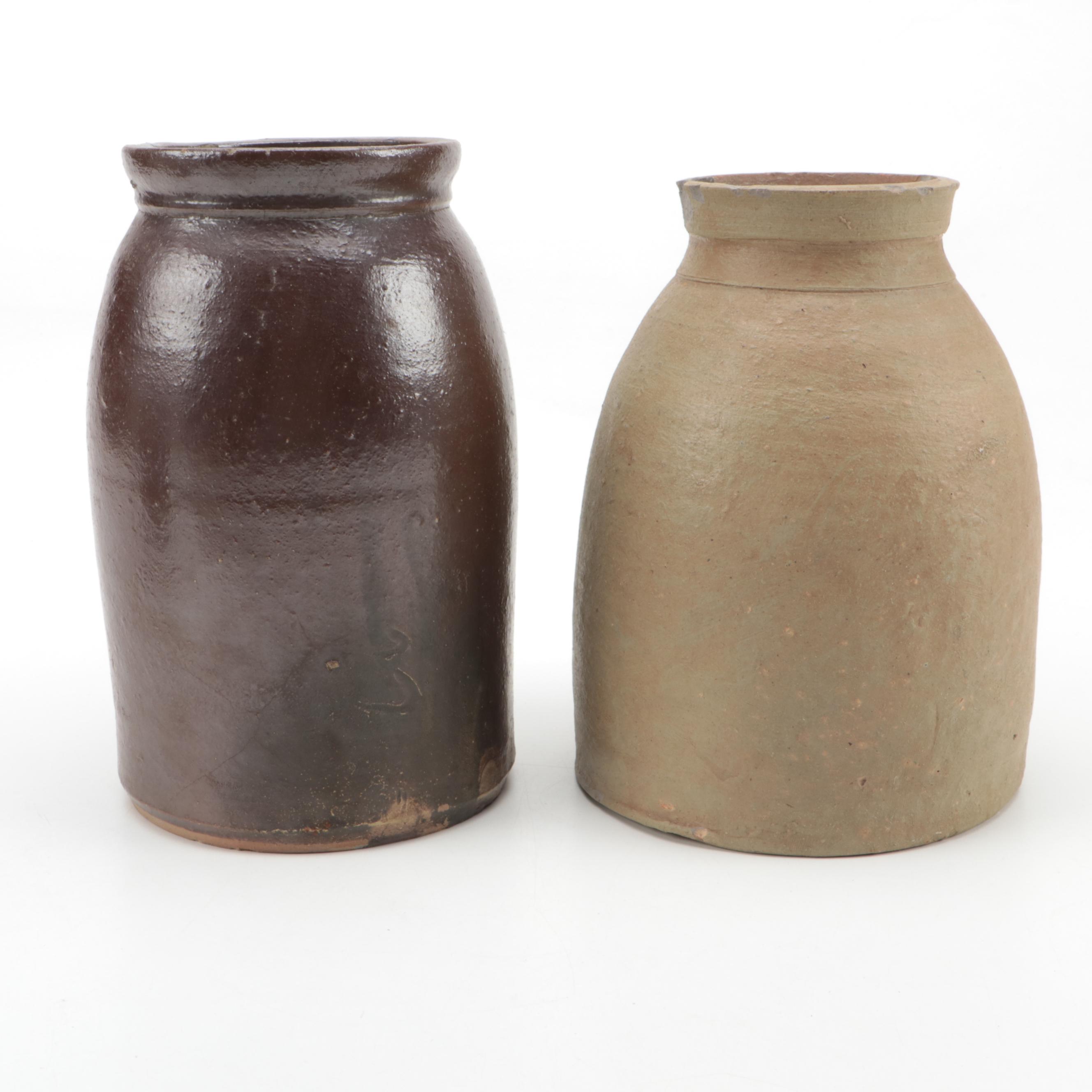 Stoneware Wax Seal Canning Jars, Late 19th/ Early 20th Century