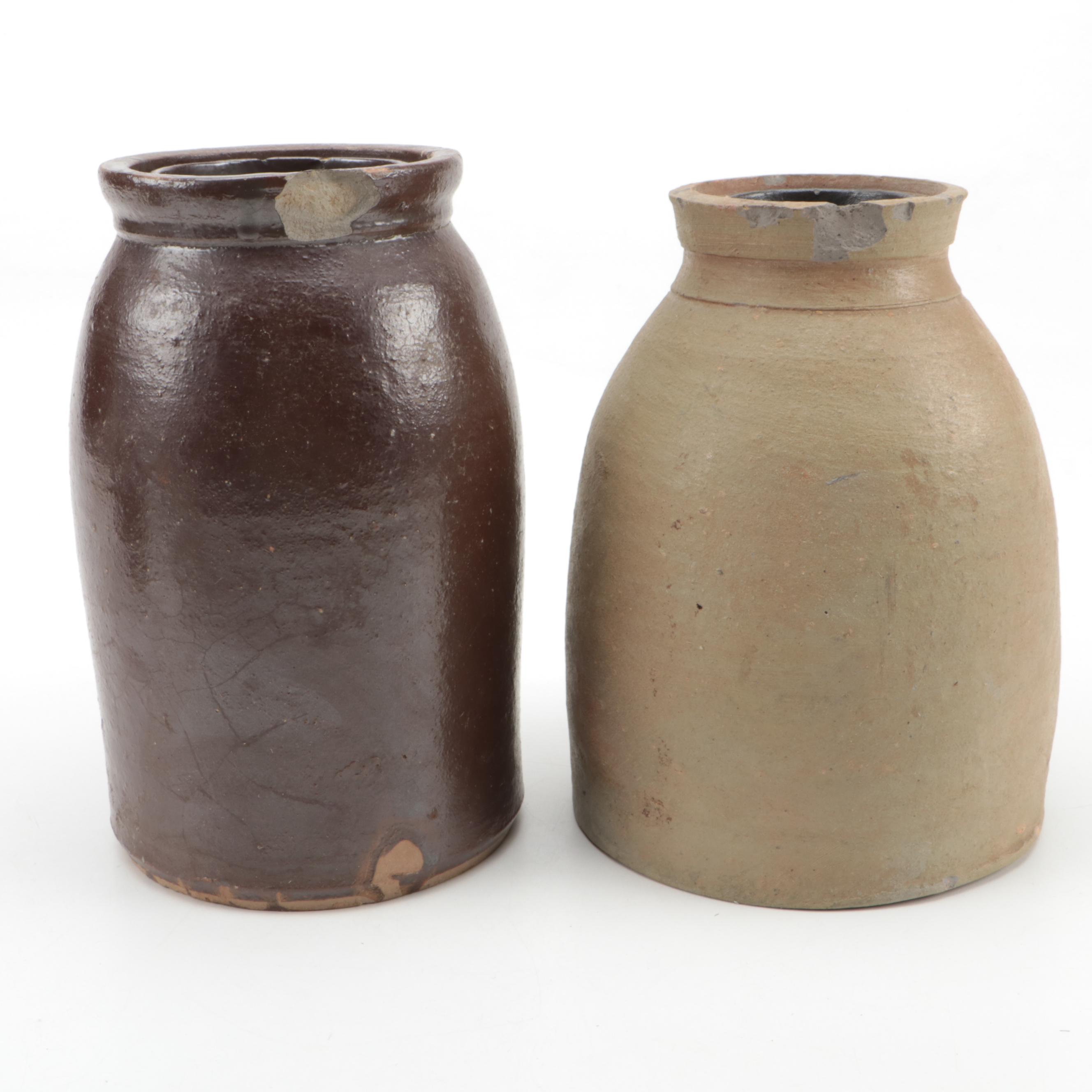 Stoneware Wax Seal Canning Jars, Late 19th/ Early 20th Century