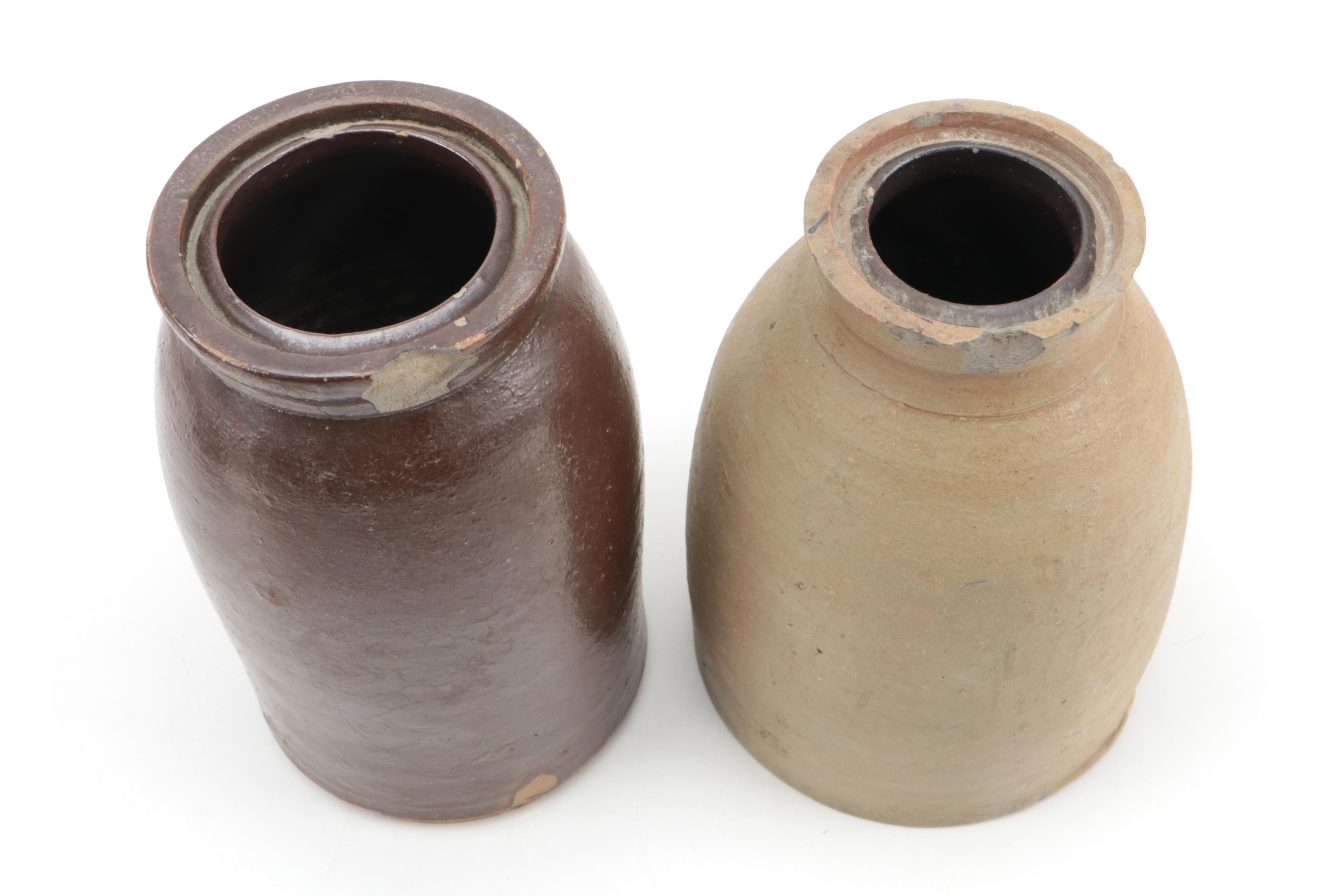 Stoneware Wax Seal Canning Jars, Late 19th/ Early 20th Century