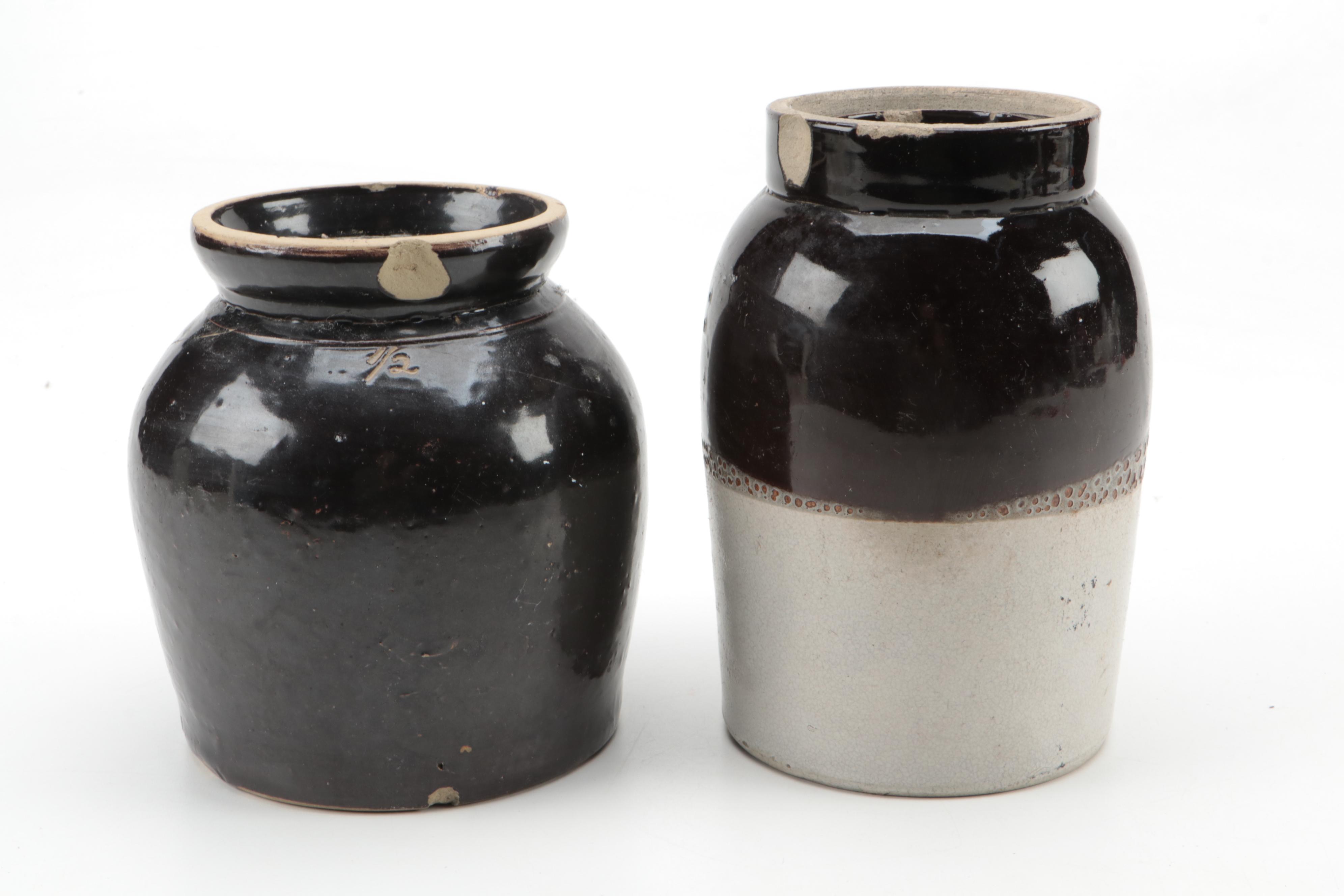 Stoneware Wax Seal Canning Jars, Late 19th/ Early 20th Century