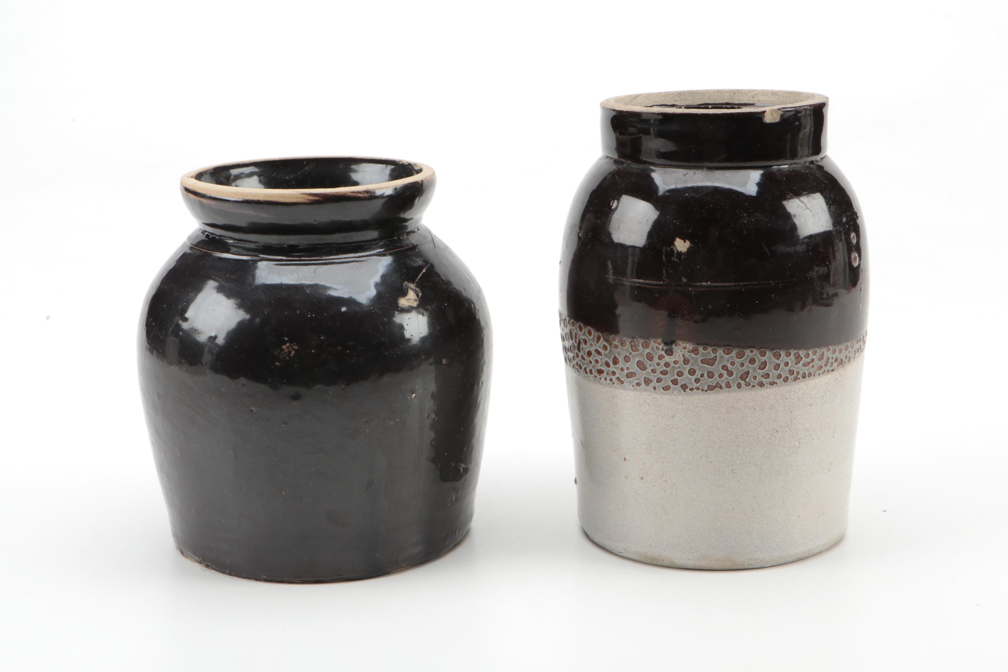 Stoneware Wax Seal Canning Jars, Late 19th/ Early 20th Century