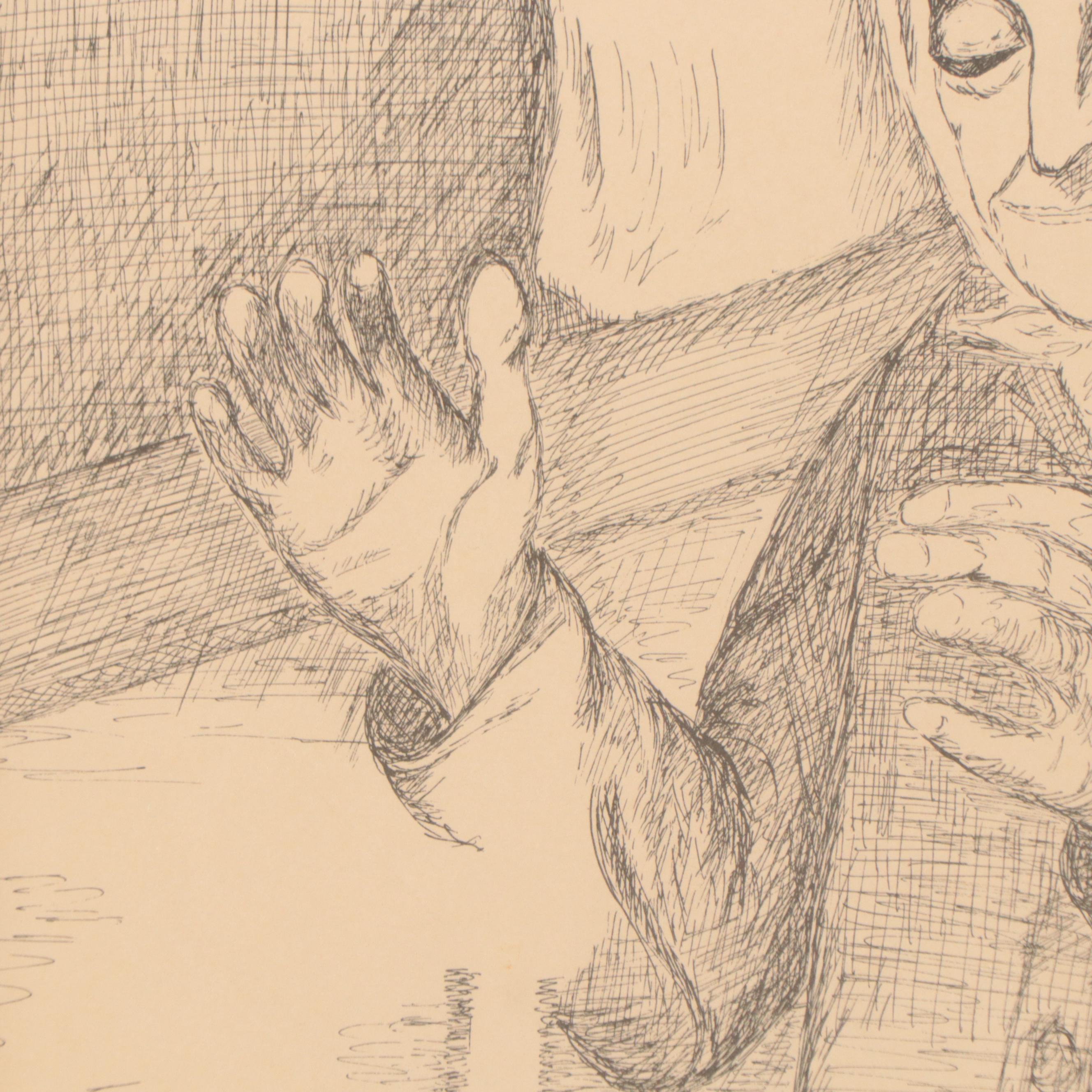 Figural Lithograph of a Woman, Late 20th Century