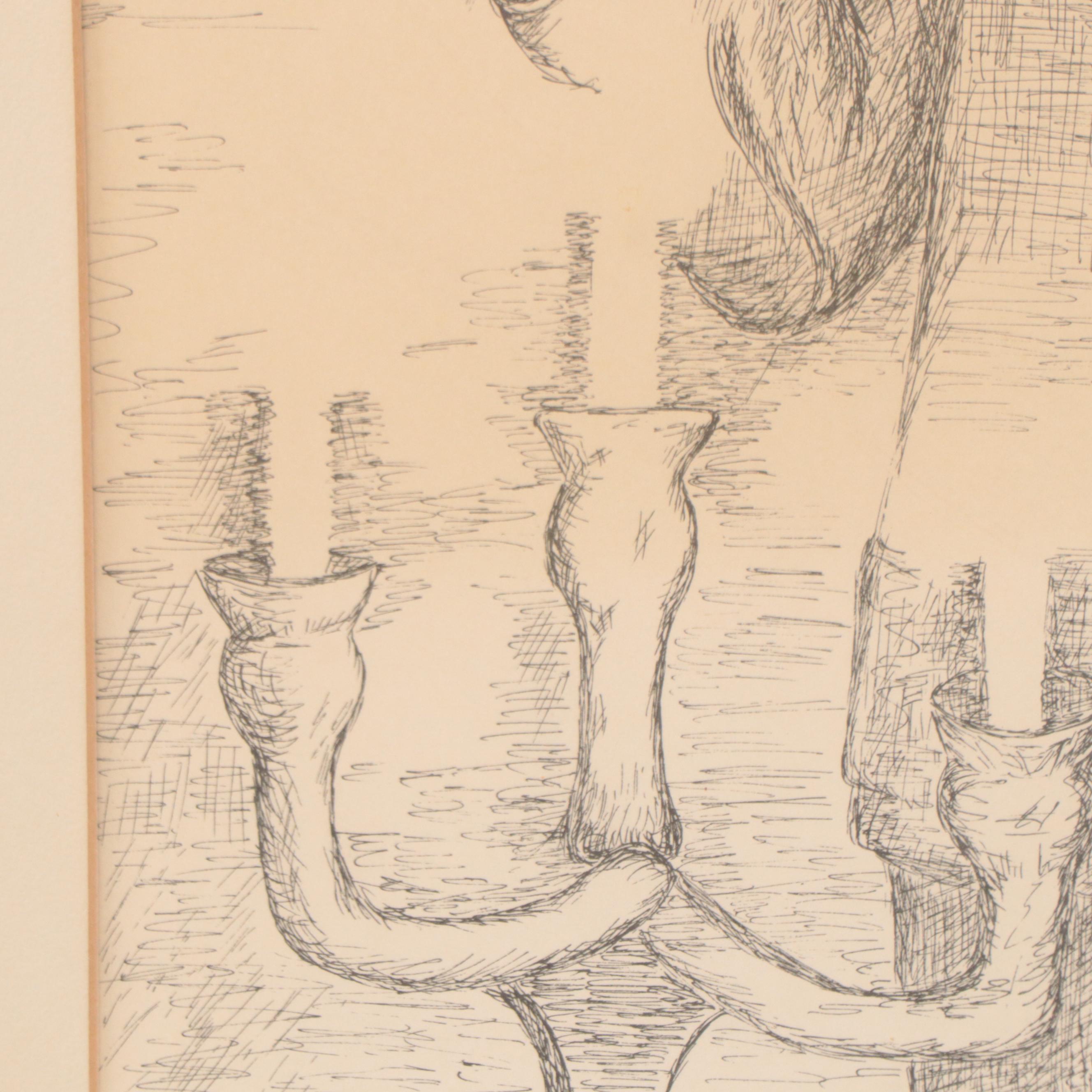 Figural Lithograph of a Woman, Late 20th Century