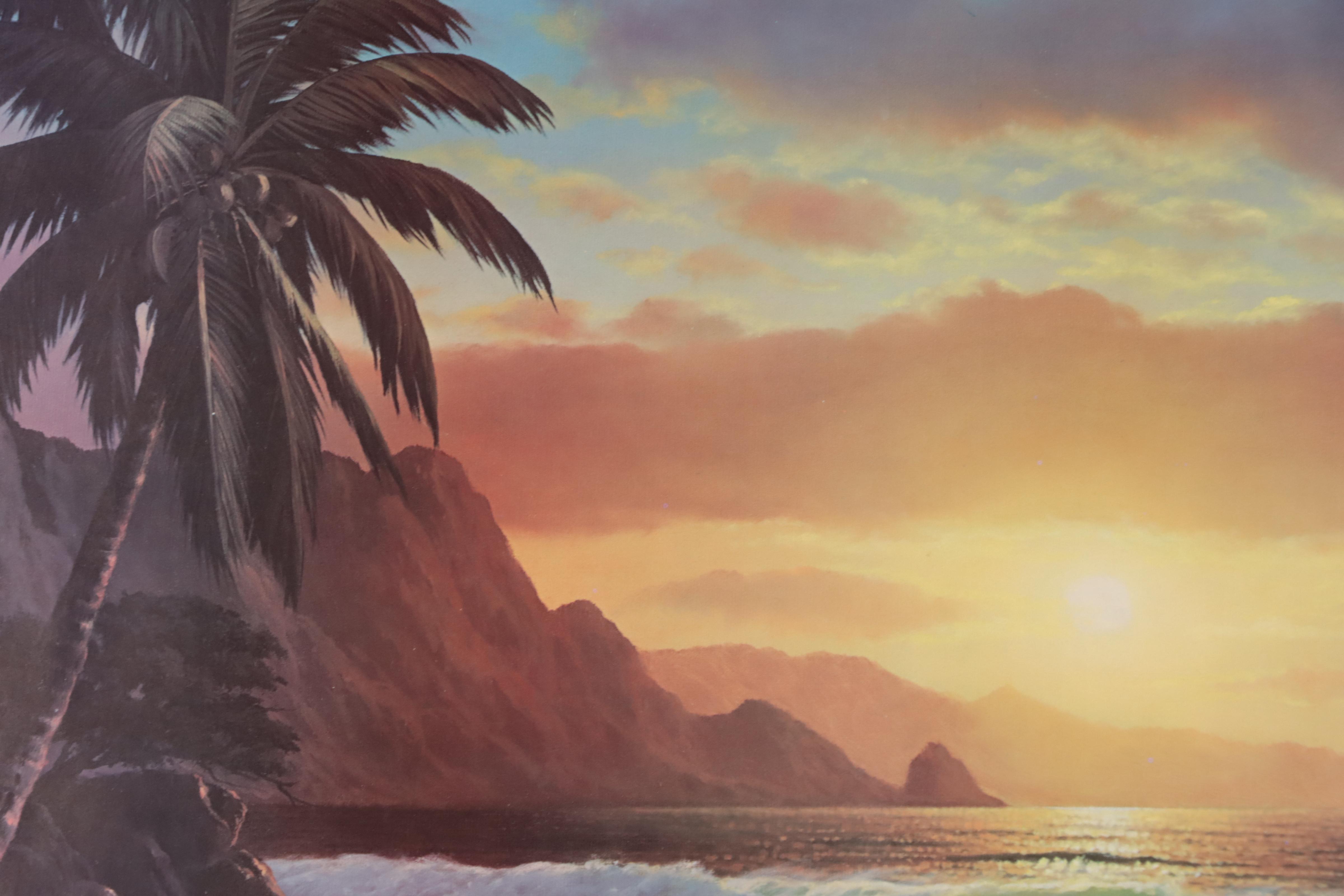 Anthony Casay Offset Lithograph of Tropical Coast, Late 20th Century