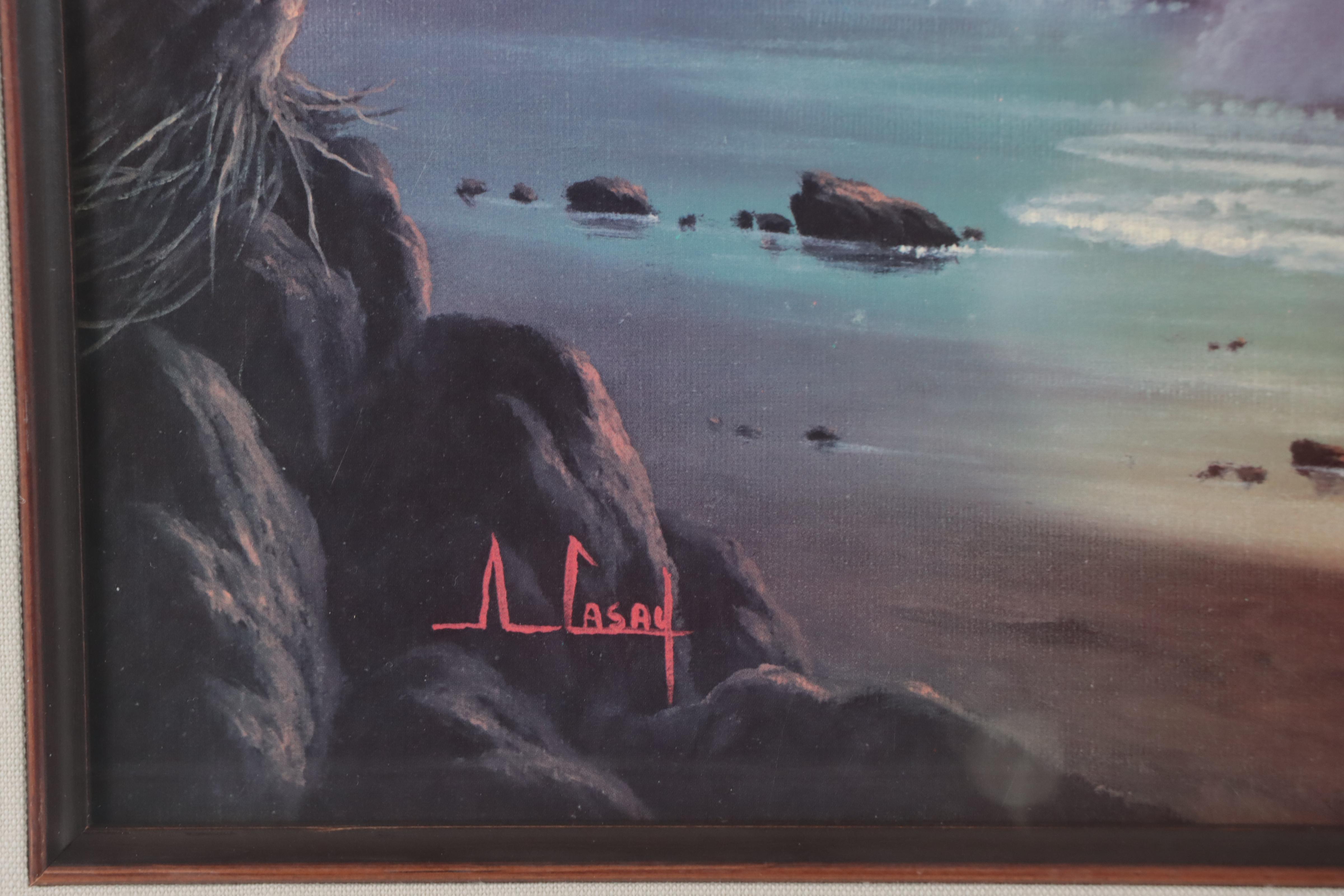 Anthony Casay Offset Lithograph of Tropical Coast, Late 20th Century