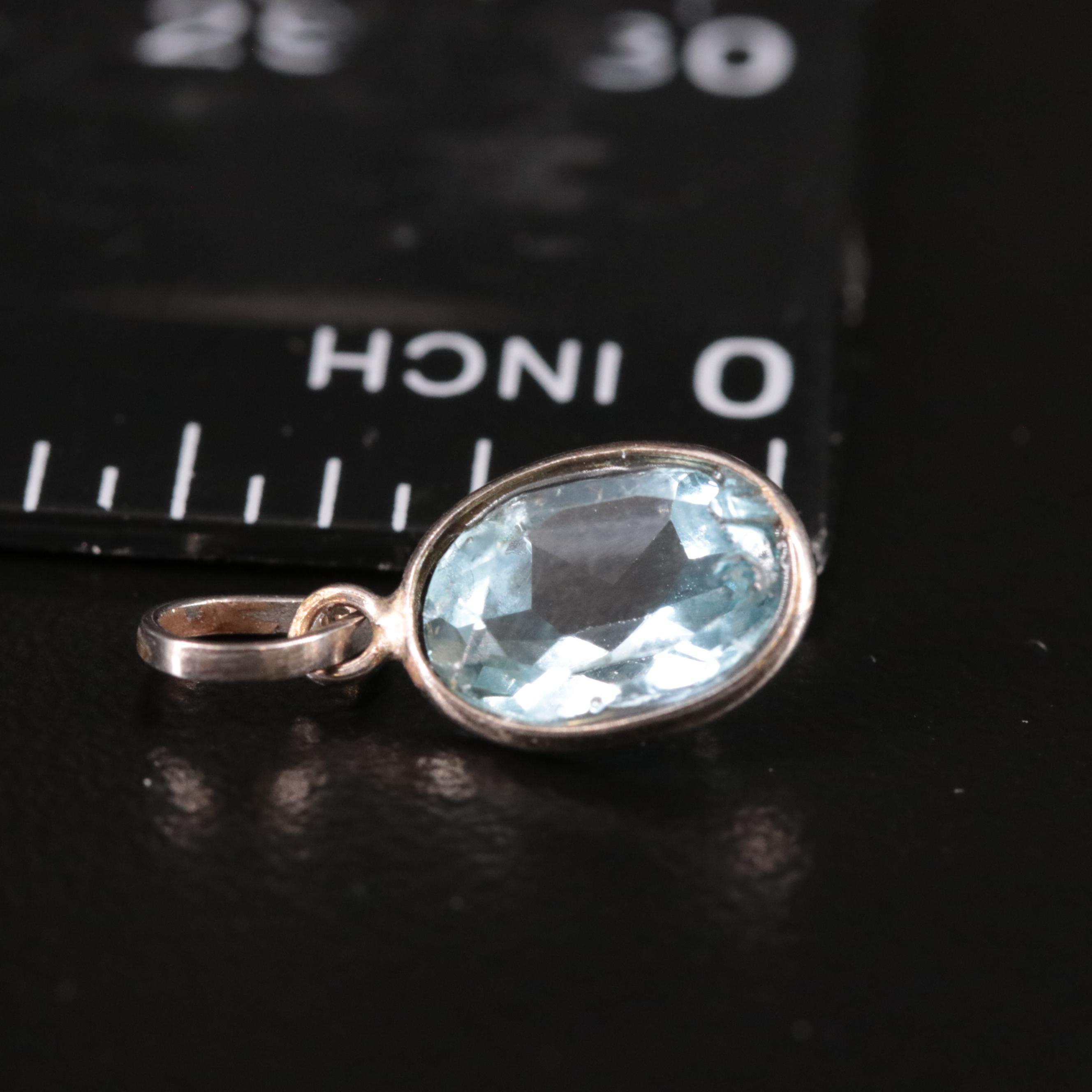 14K Blue Topaz Pendant