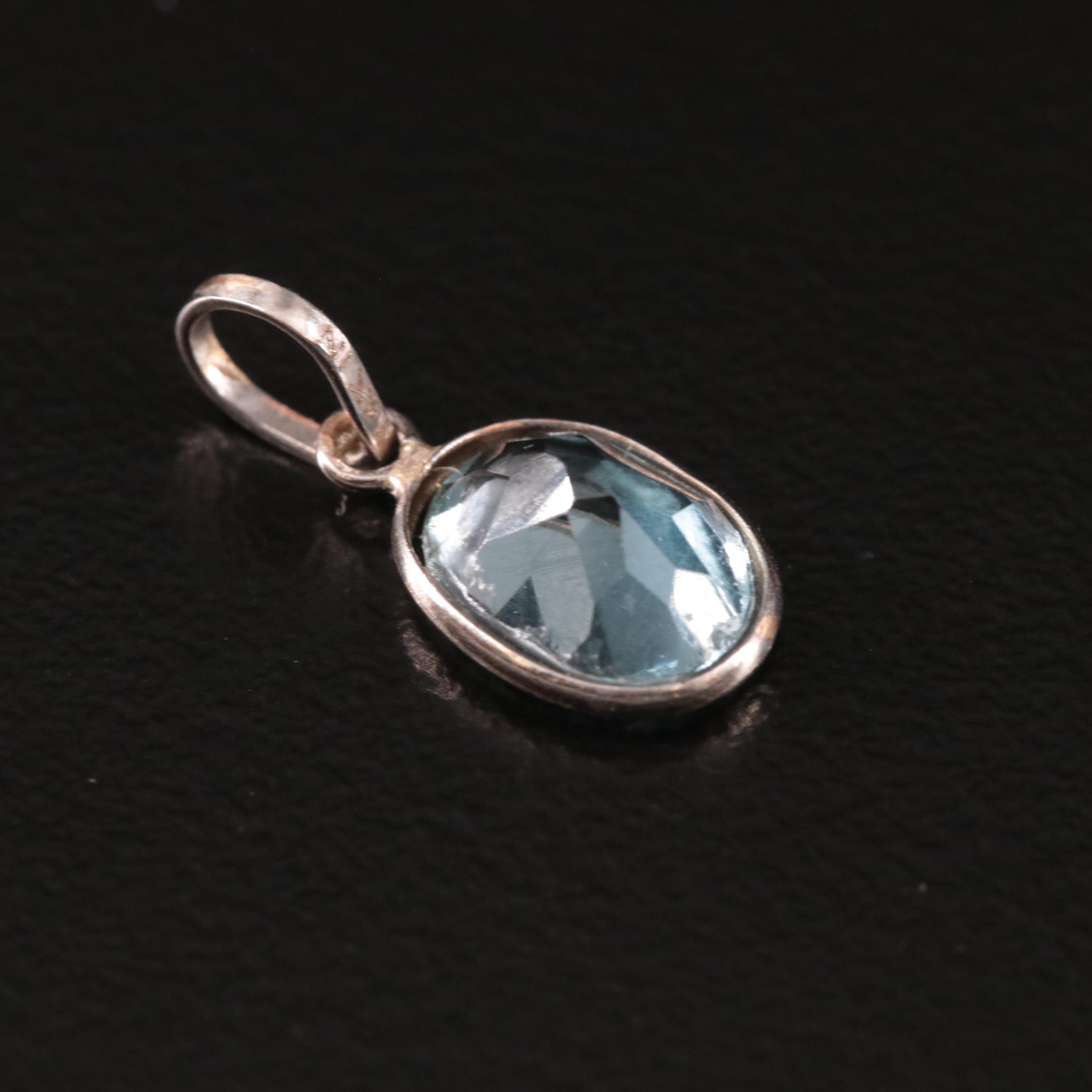 14K Blue Topaz Pendant