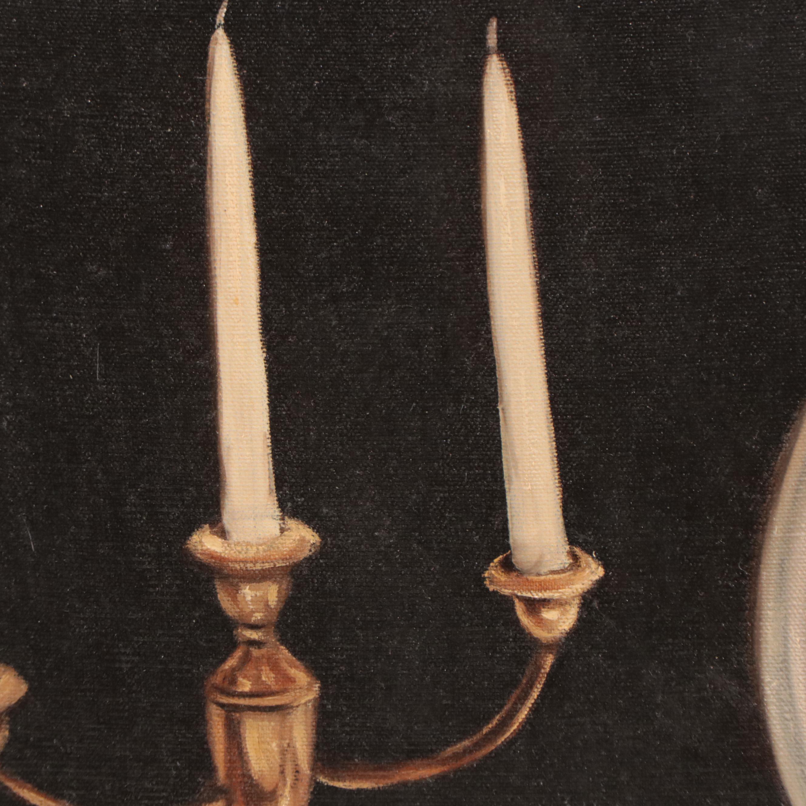 Dov Naniah Oil Painting of a Passover Table, Late 20th Century