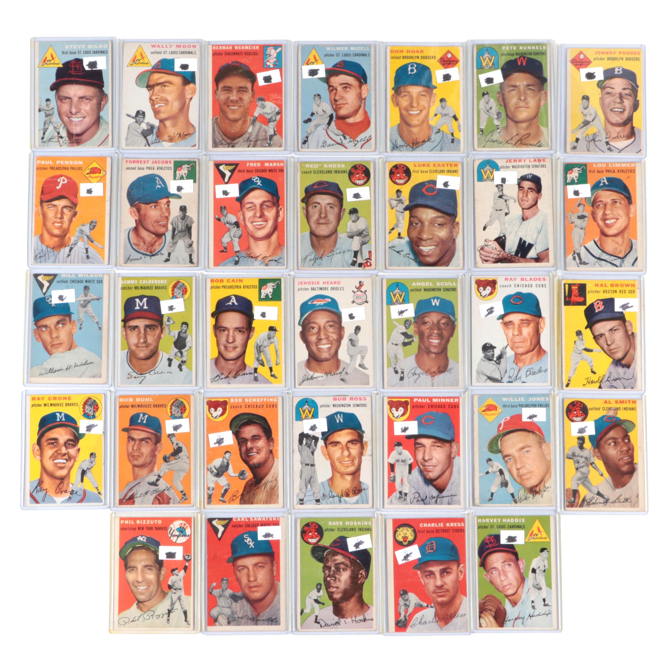 1954 Topps Baseball Cards Including Moon, Rizzuto, Podres and More