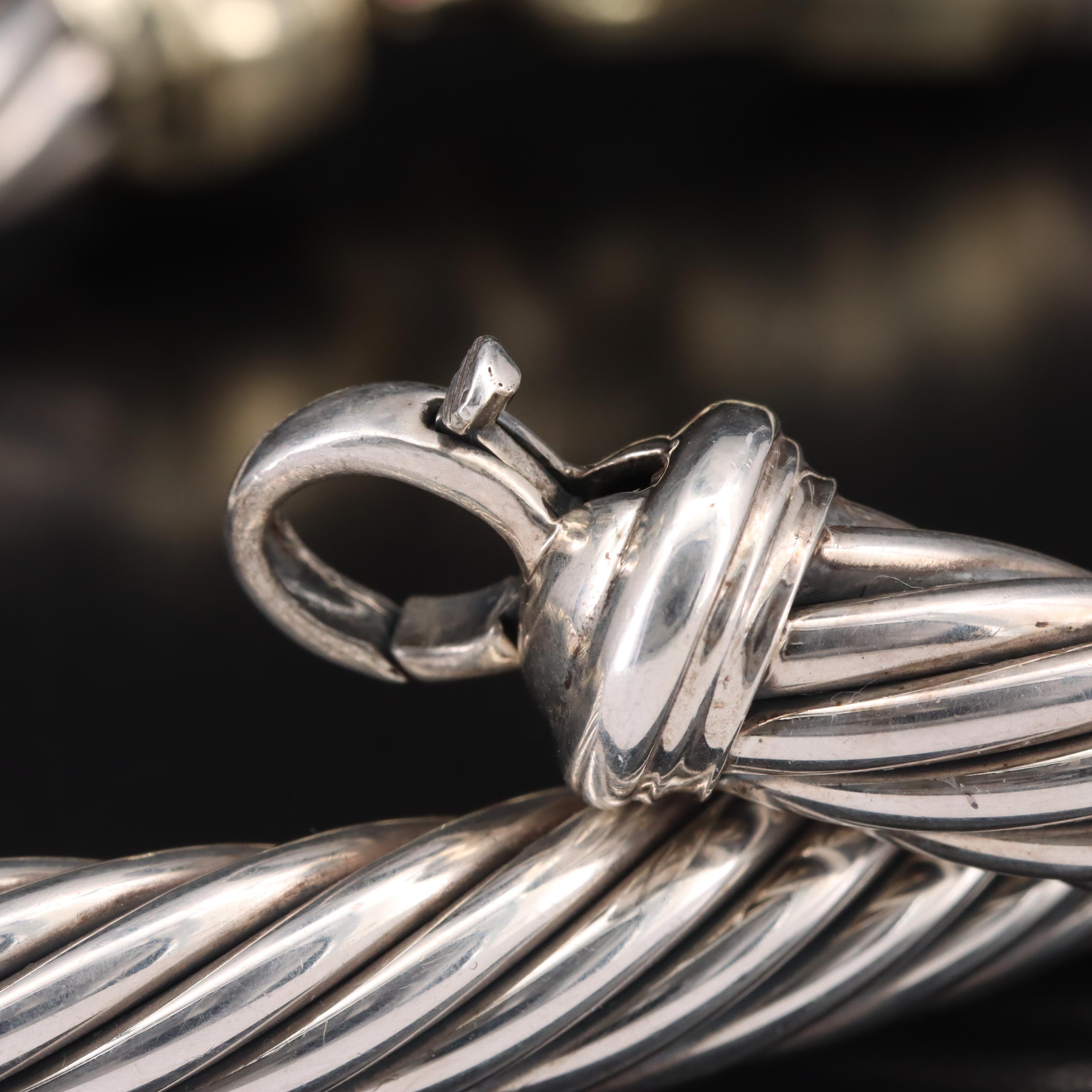 David Yurman "Buckle" Sterling Iolite and Garnet Cable Choker with 14K Accents