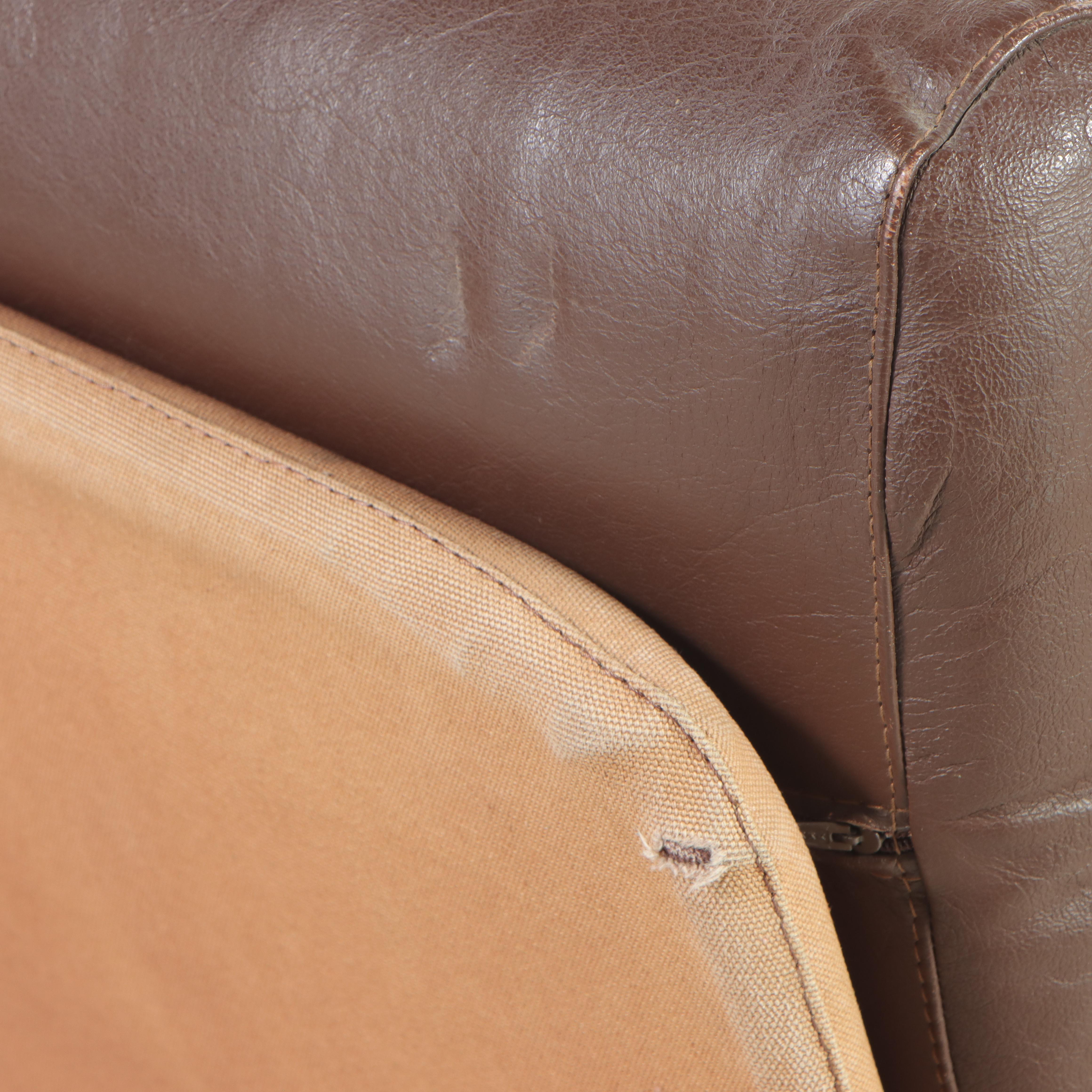 Modernist Chrome and Leather Lounge Chair and Ottoman, Manner of Ekornes, c 1970