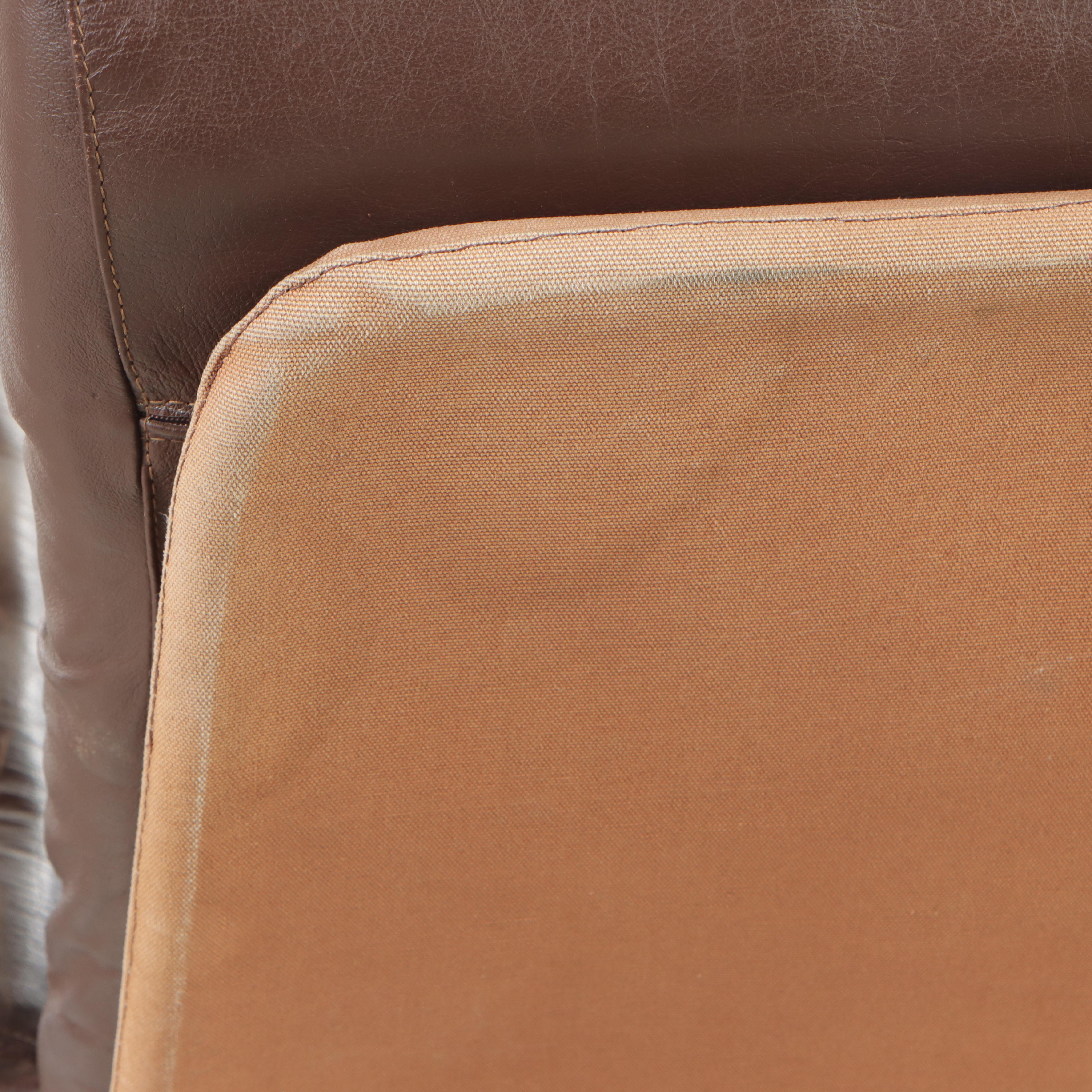 Modernist Chrome and Leather Lounge Chair and Ottoman, Manner of Ekornes, c 1970