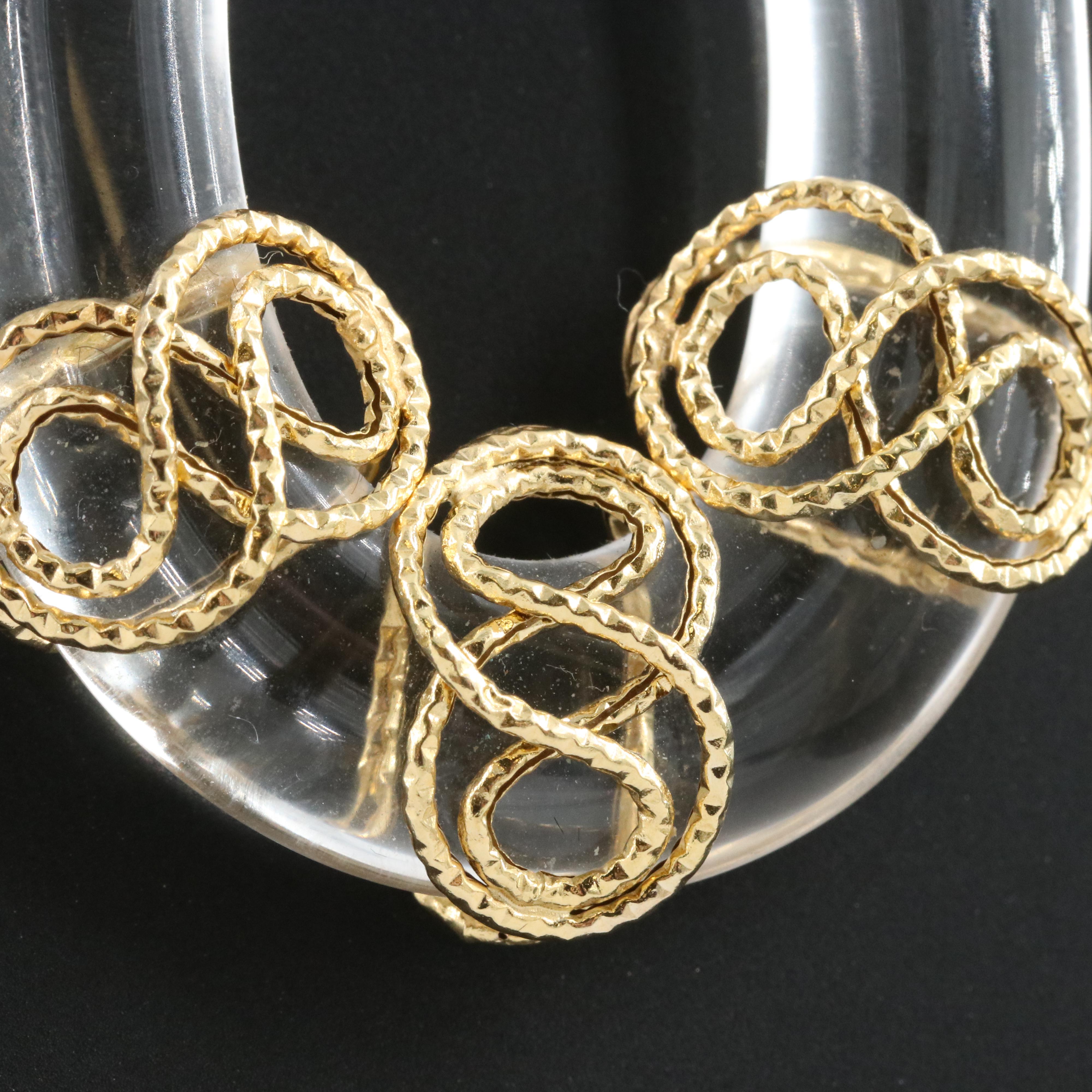 Italian Milor 14K Rock Crystal Quartz Pendant on 10K Chain