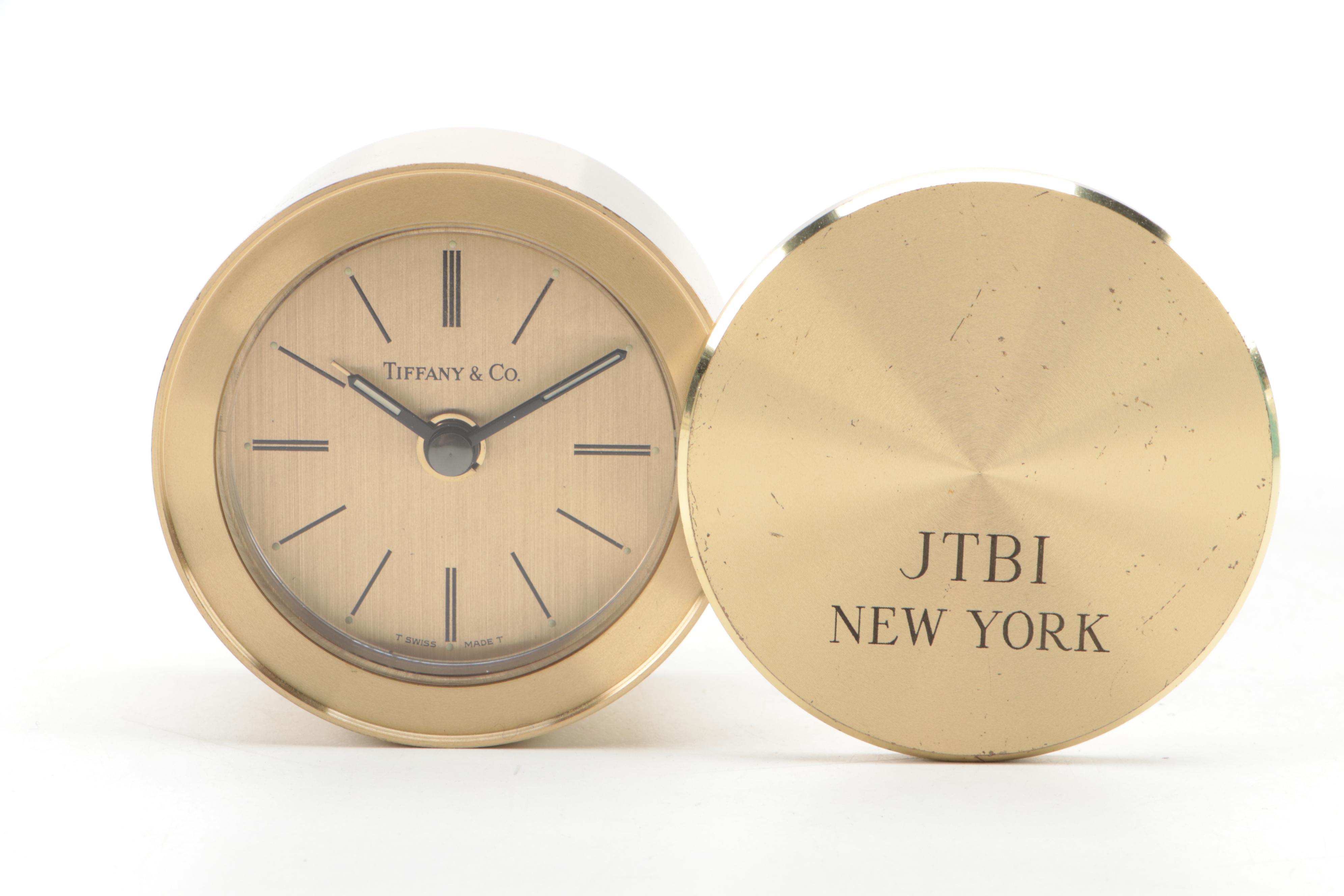 Tiffany & Co. Brass Swivel Travel Alarm Clock