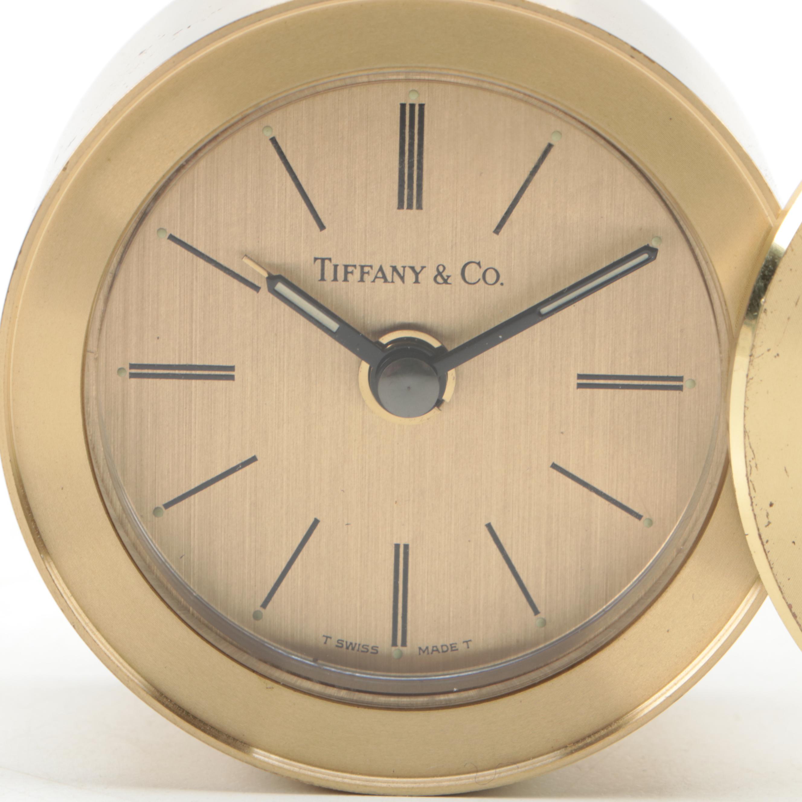 Tiffany & Co. Brass Swivel Travel Alarm Clock