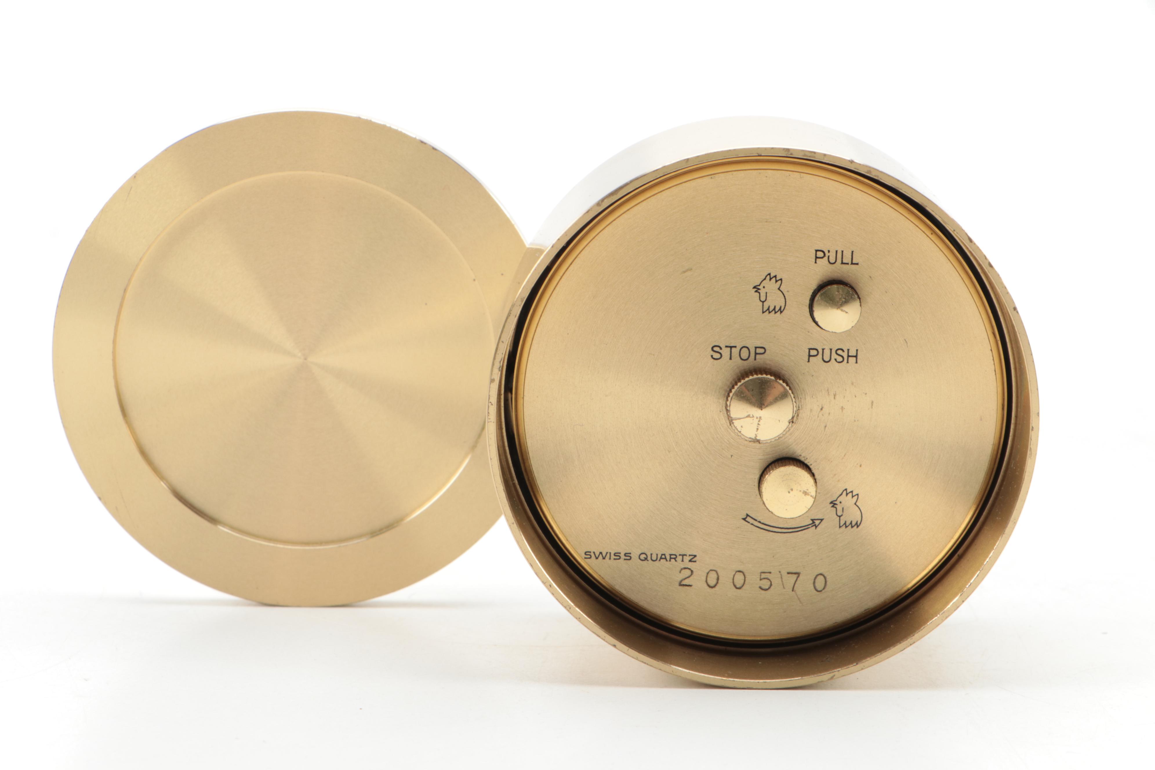 Tiffany & Co. Brass Swivel Travel Alarm Clock