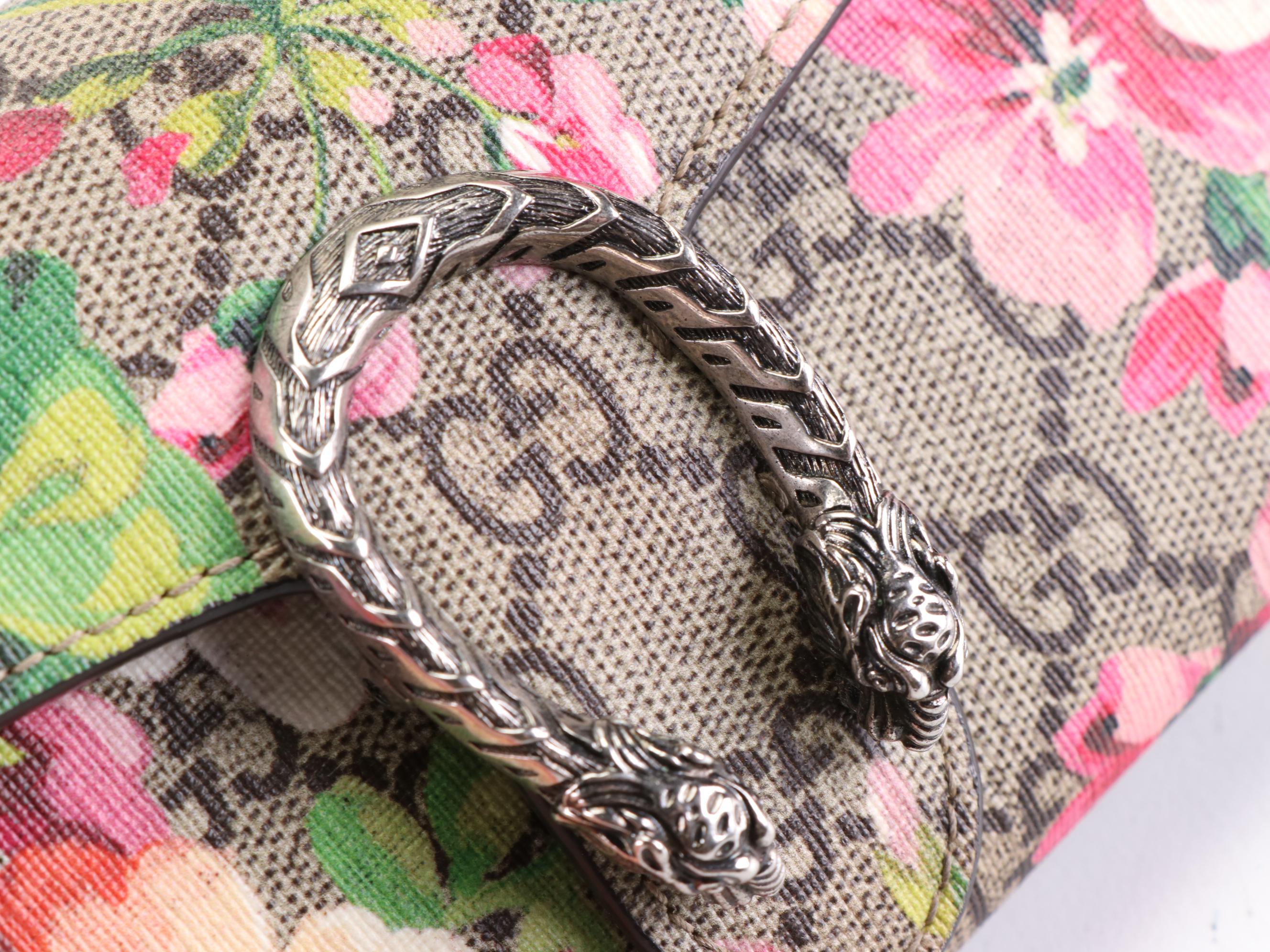 Gucci Dionysus Long Wallet in Blooms GG Supreme Coated Canvas with Chain Strap