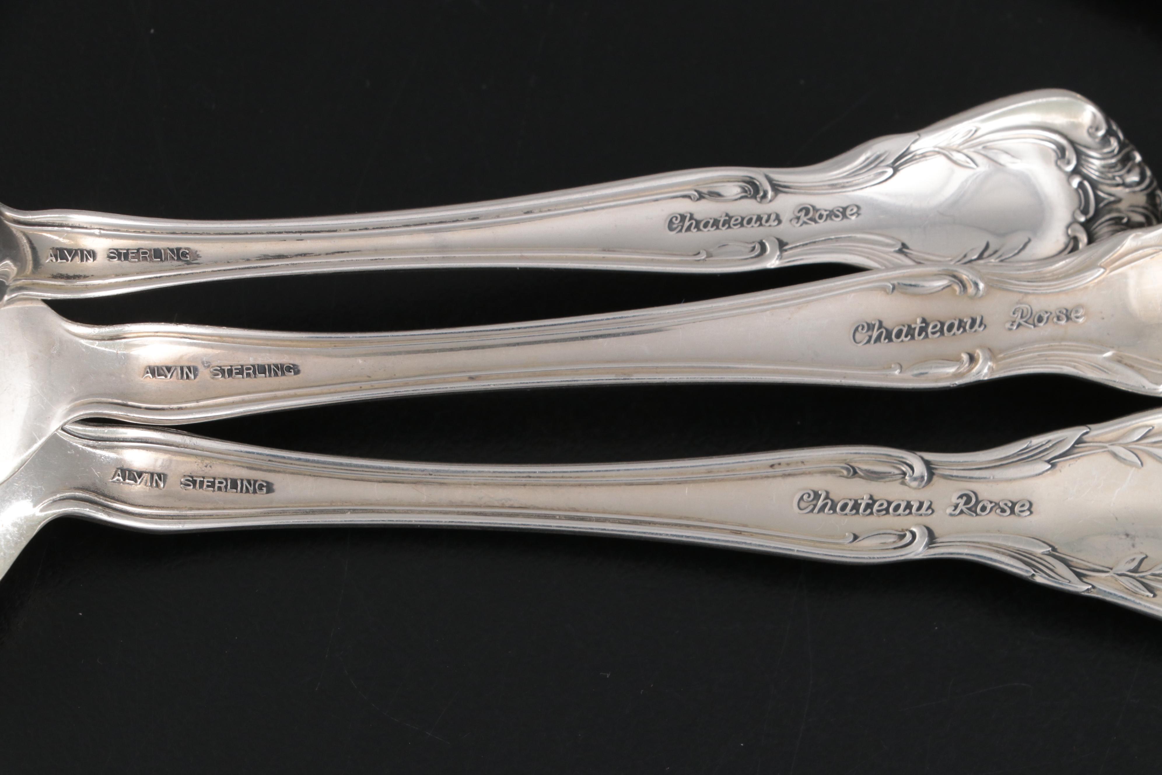 Alvin "Chateau Rose" Sterling Silver Flatware, Mid to Late 20th Century