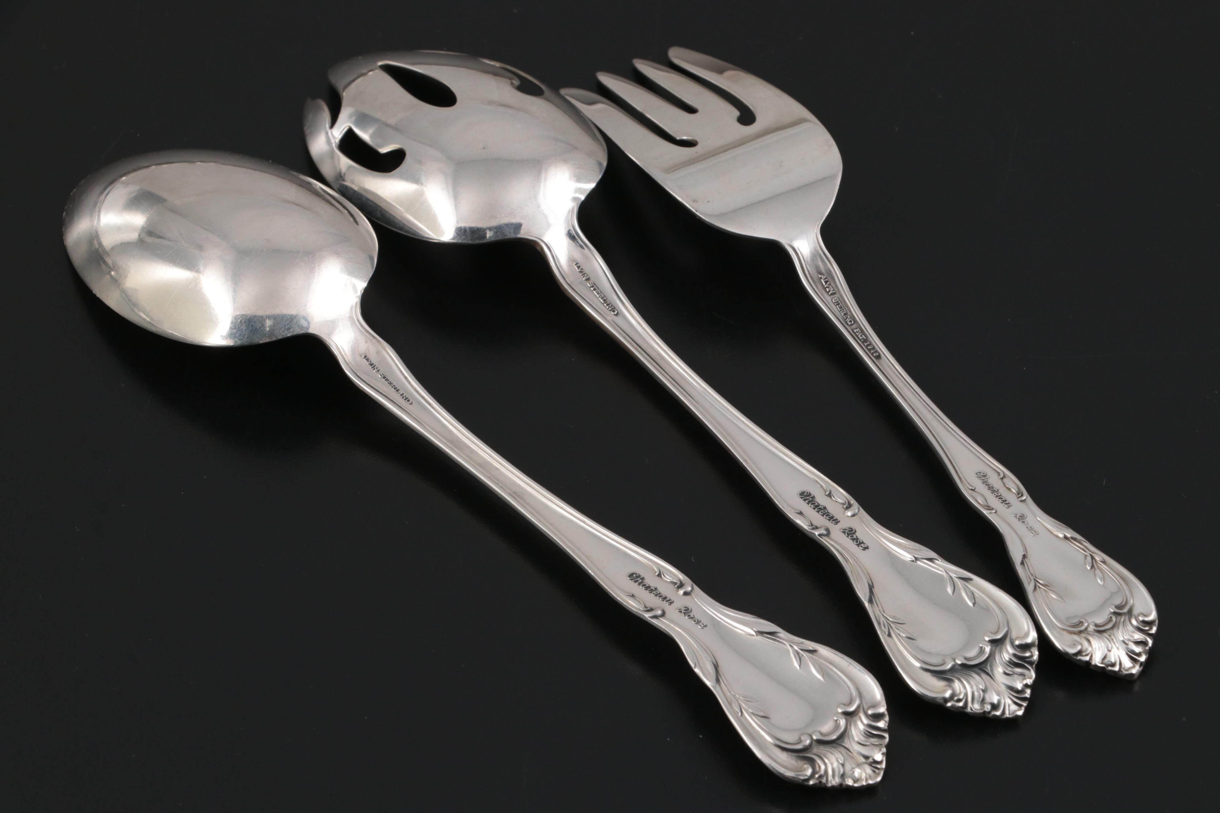 Alvin "Chateau Rose" Sterling Silver Flatware, Mid to Late 20th Century