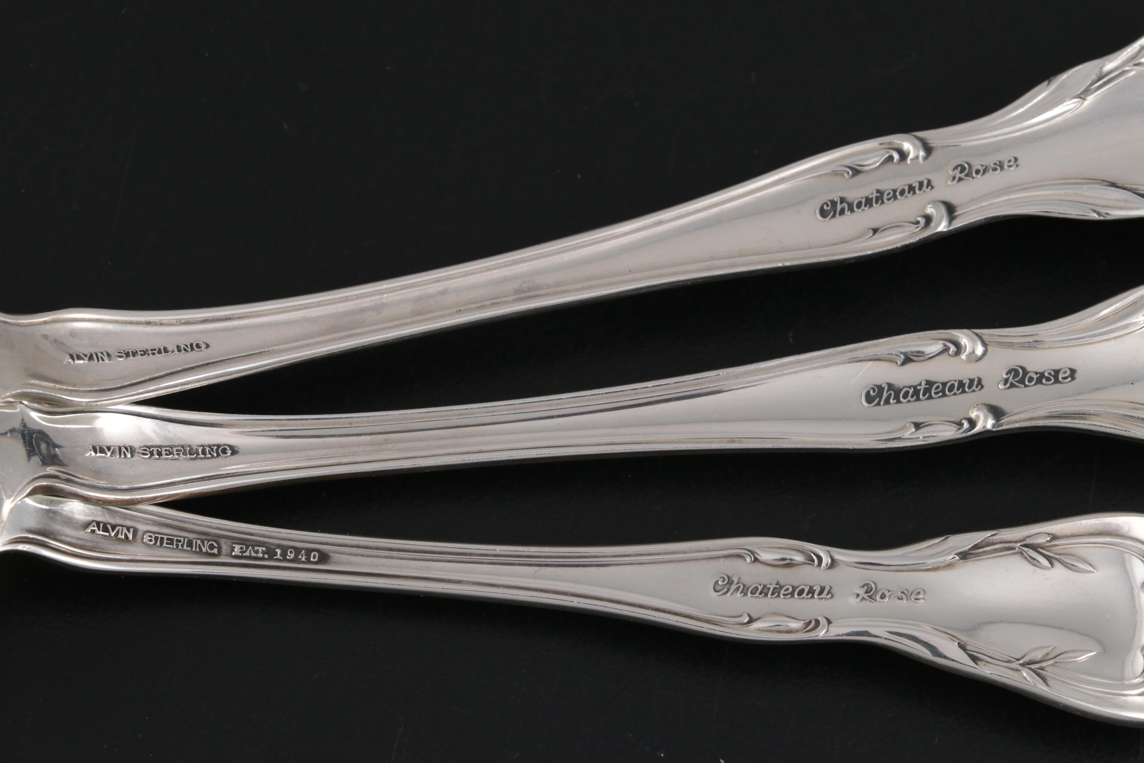 Alvin "Chateau Rose" Sterling Silver Flatware, Mid to Late 20th Century