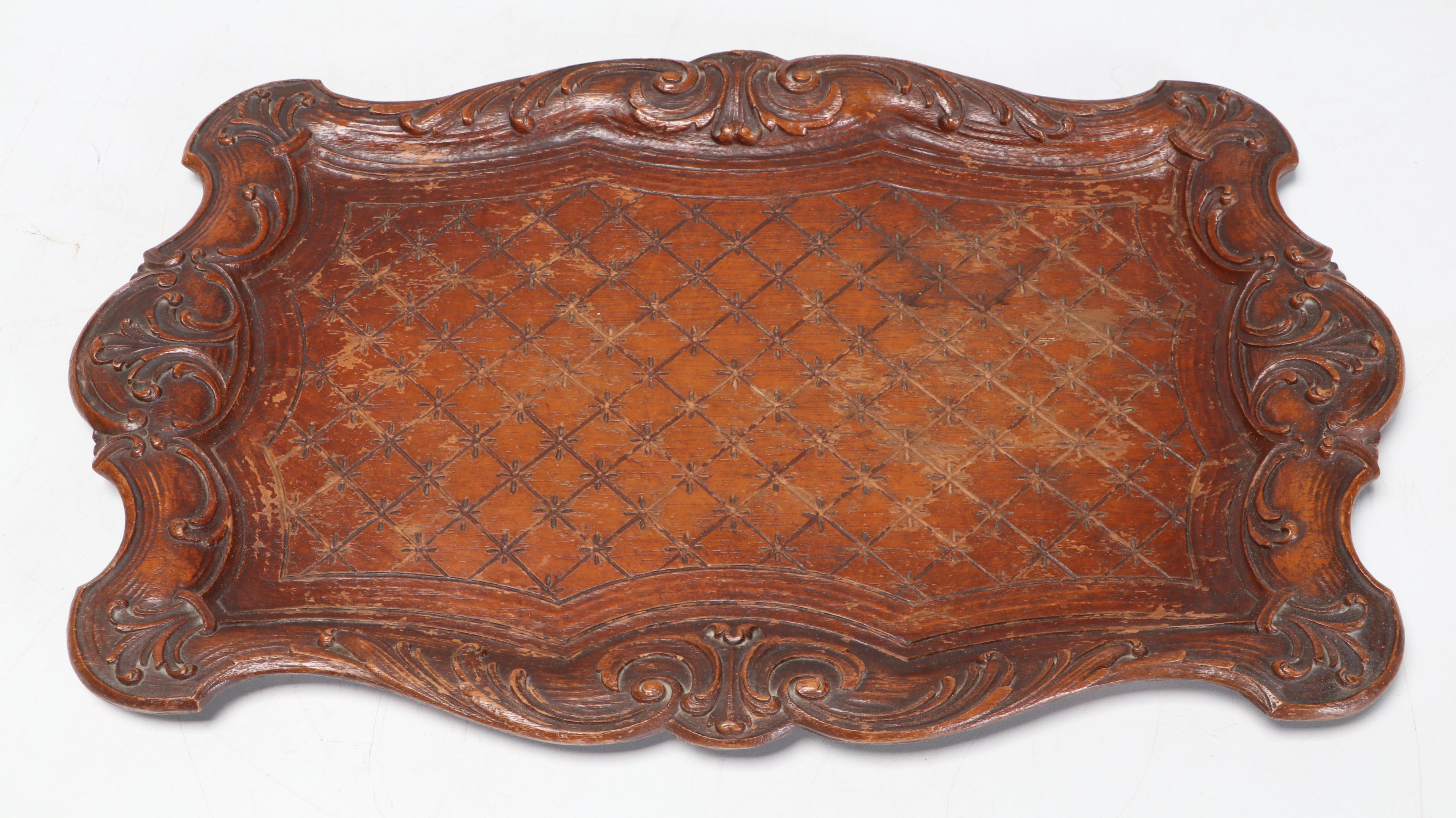 Oak Frame Wall Mirror with Wooden Low Table and More Décor