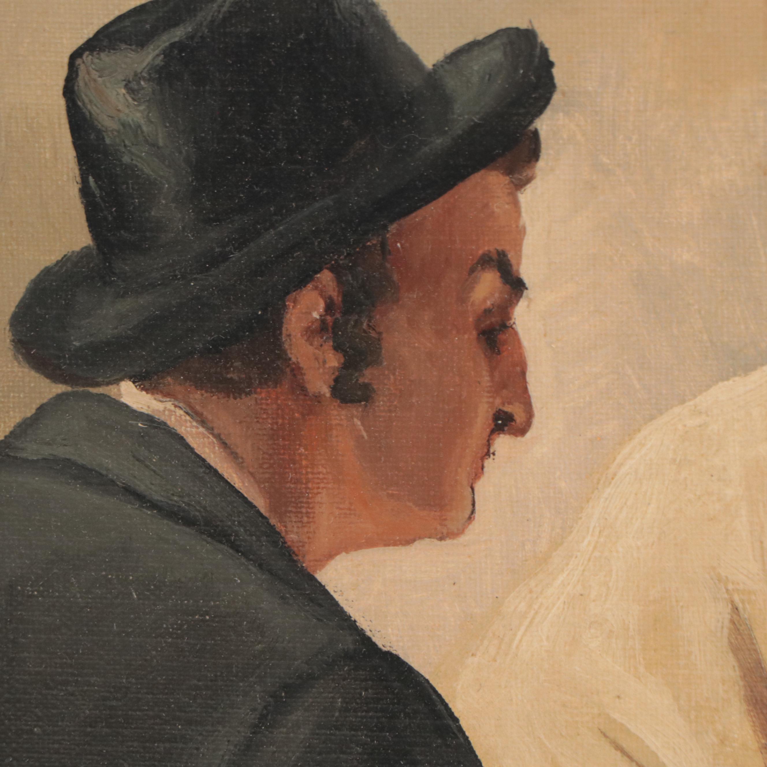 E. Kohner Oil Painting of Jewish Scholars, Late 20th Century