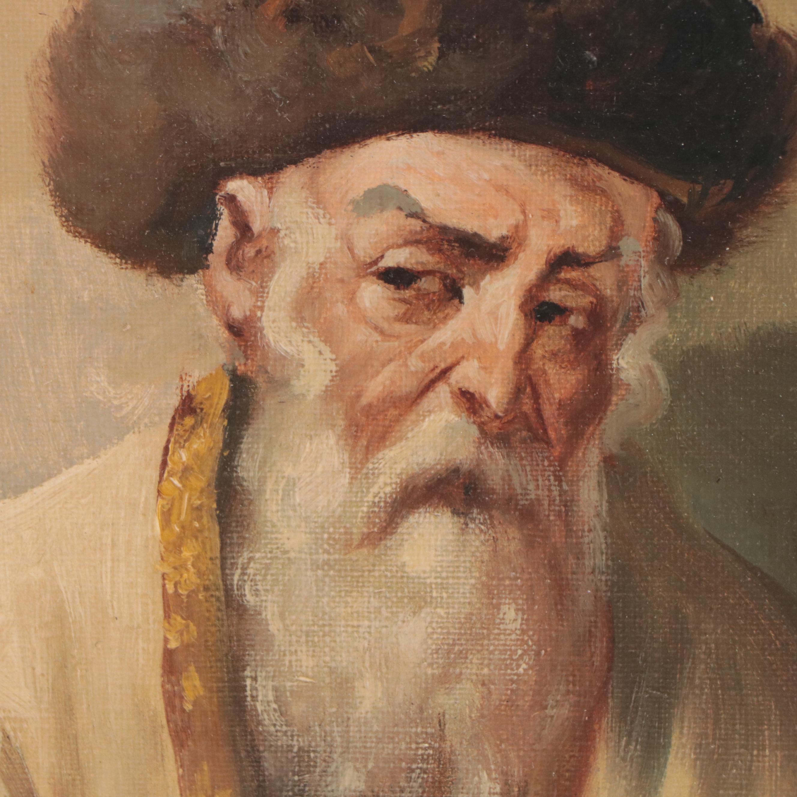 E. Kohner Oil Painting of Jewish Scholars, Late 20th Century