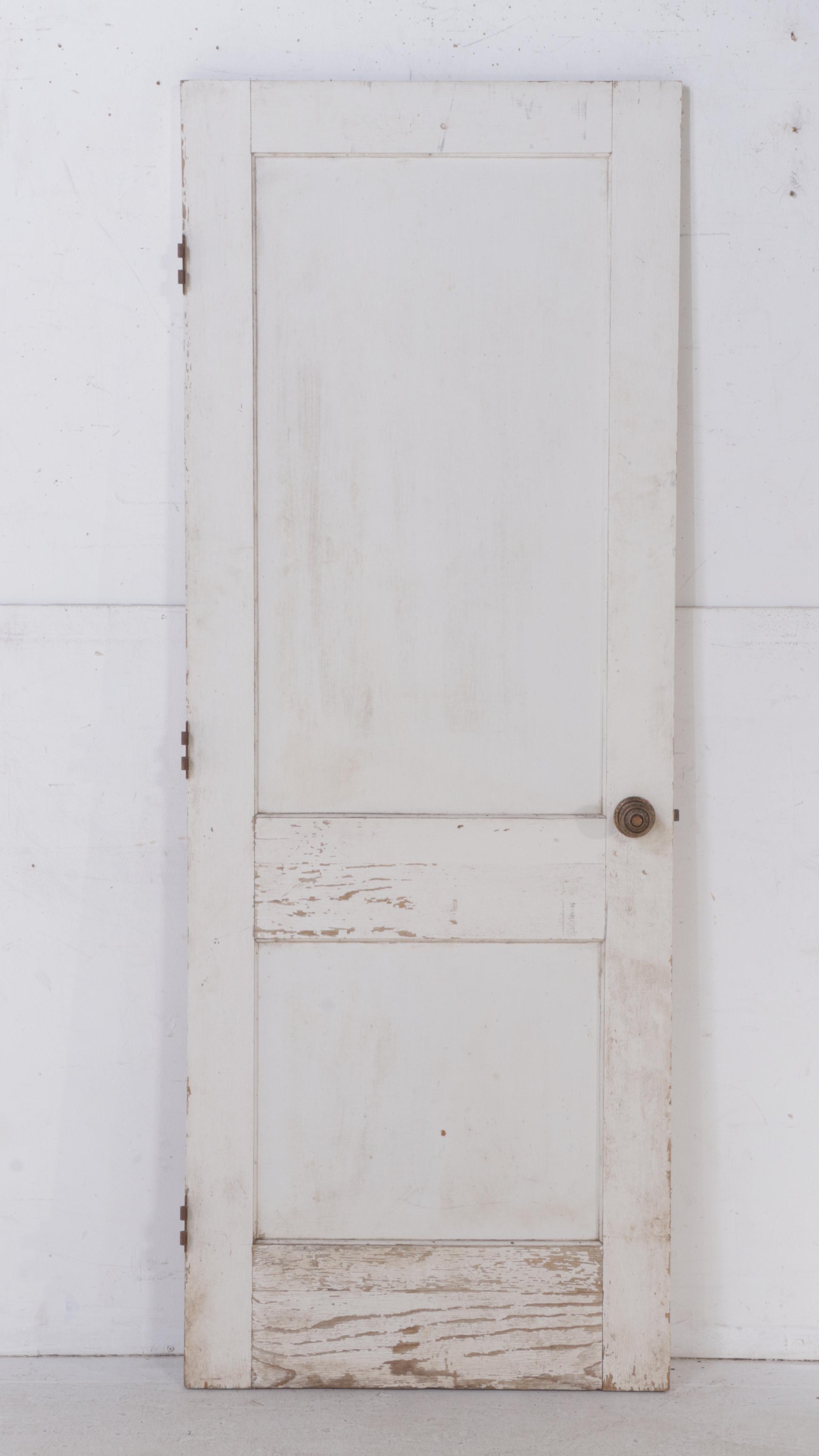 Painted Wooden Door with Gold-Painted Plaster Medallions, Early to Mid 20th C