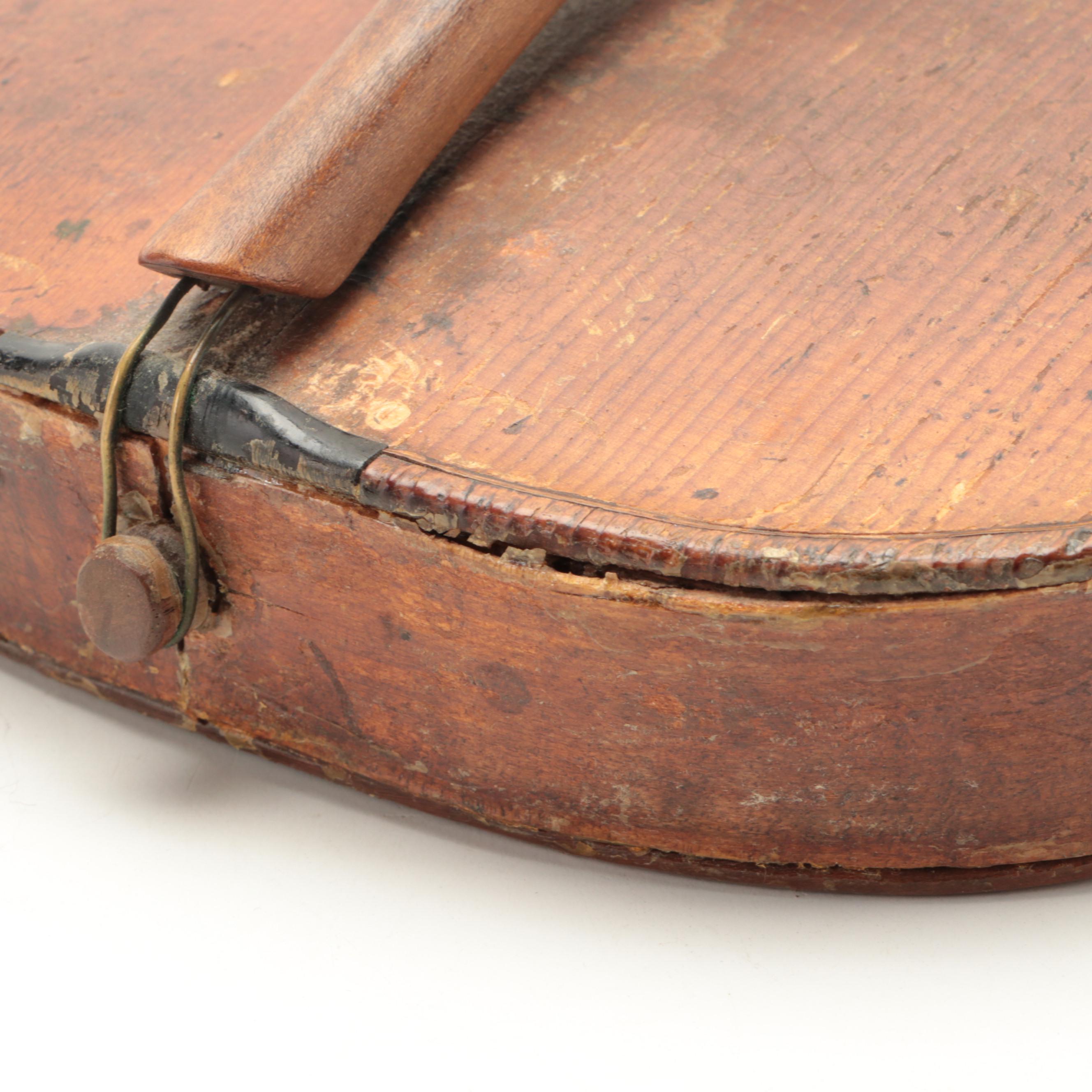 German 4/4 Violin with Carved Lion Head Scroll and Coffin Case, 19th C.