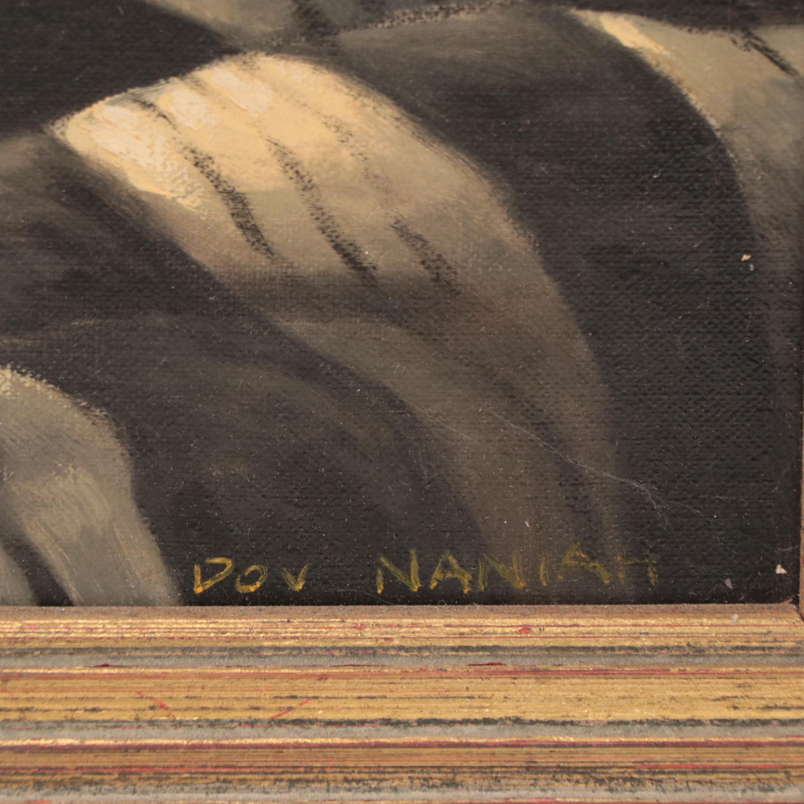 Dov Naniah Oil Painting of a Rabbi Reading, Late 20th Century