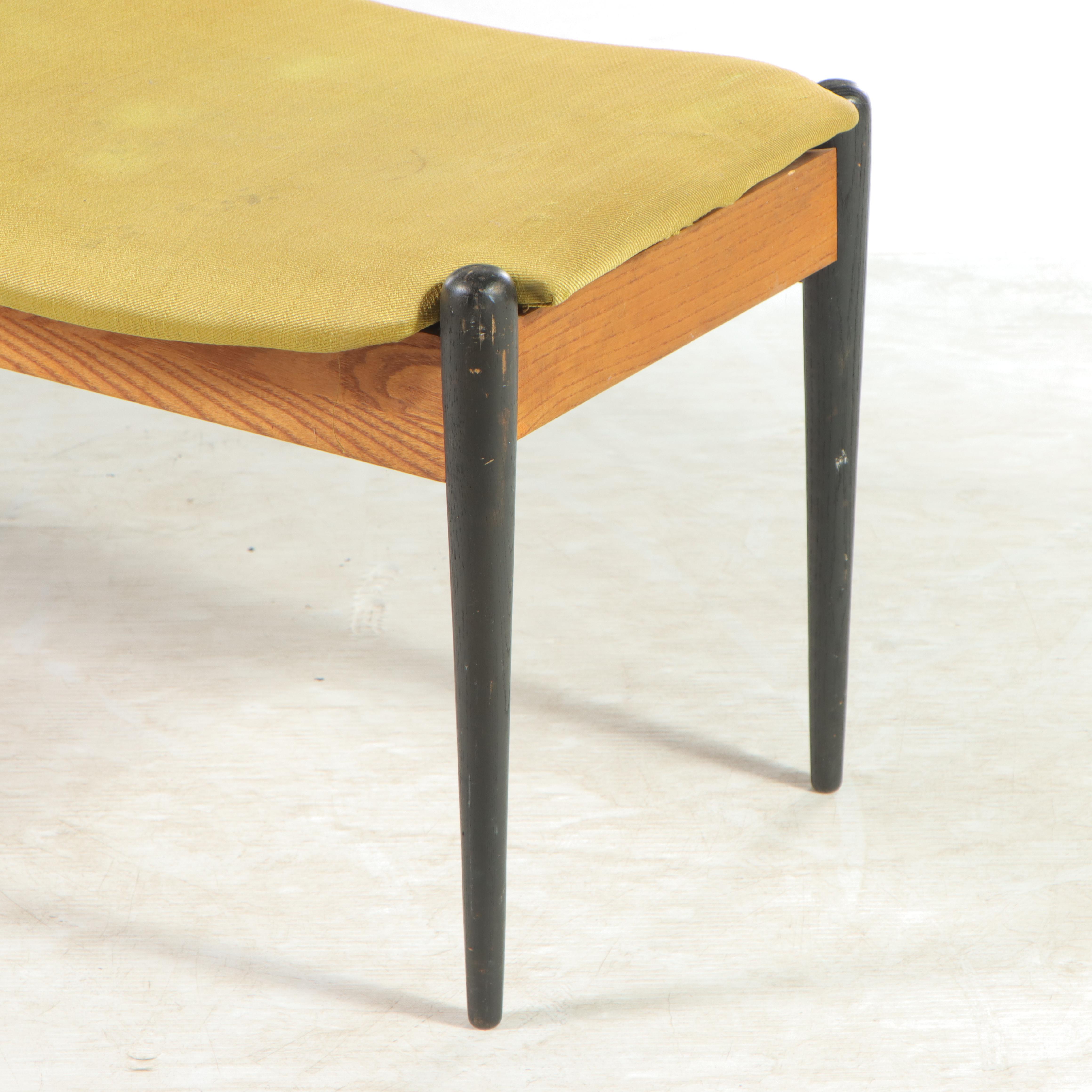 Danish Modern Oak and Parcel-Ebonized Two-Seat Bench
