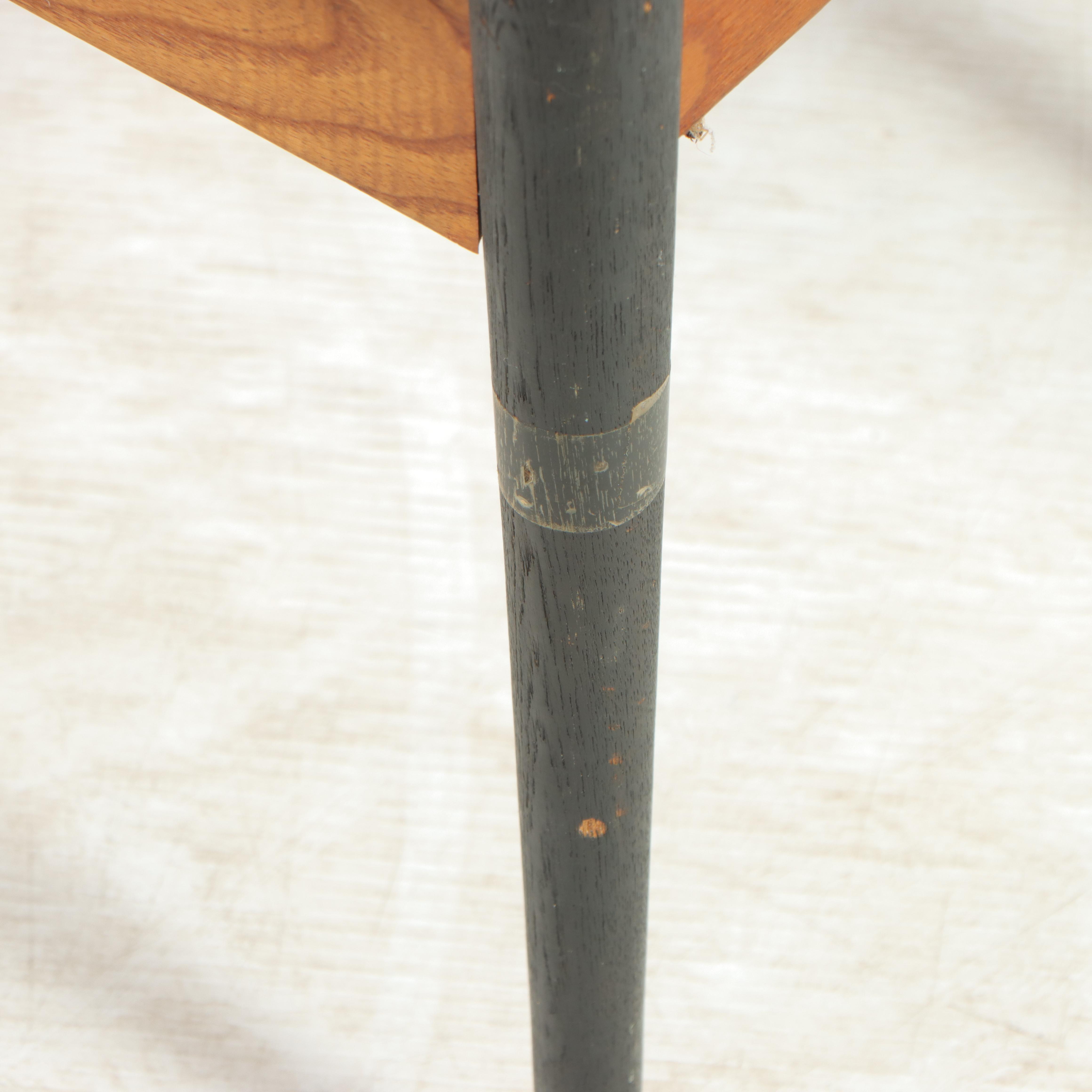 Danish Modern Oak and Parcel-Ebonized Two-Seat Bench